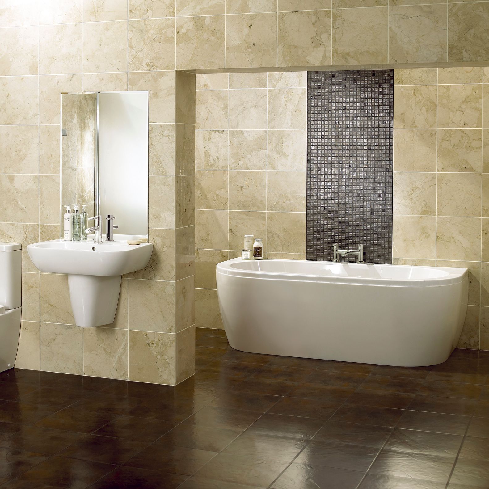 Trojan Baths LH & RH Reversible Acrylic Curved 6 Twin ended Bath, panel & air spa set, (L)1700mm (W)800mm