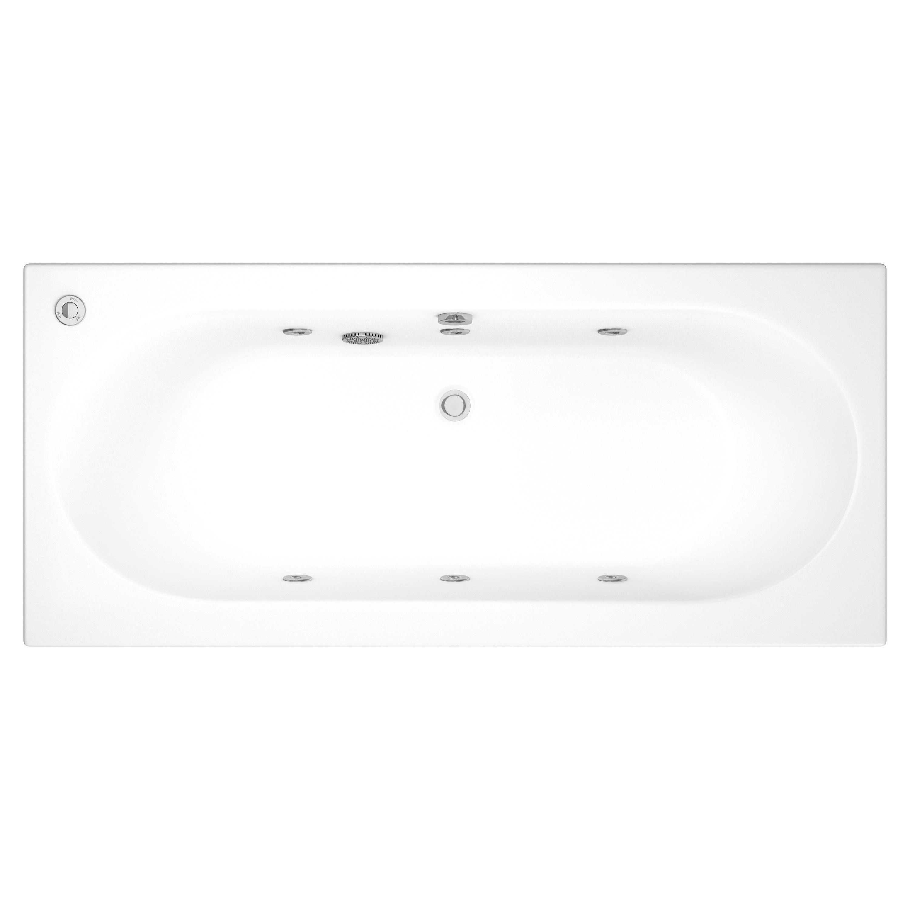 Trojan Baths LH & RH Reversible Acrylic Curved 6 Twin ended Bath, panel & air spa set, (L)1700mm (W)800mm