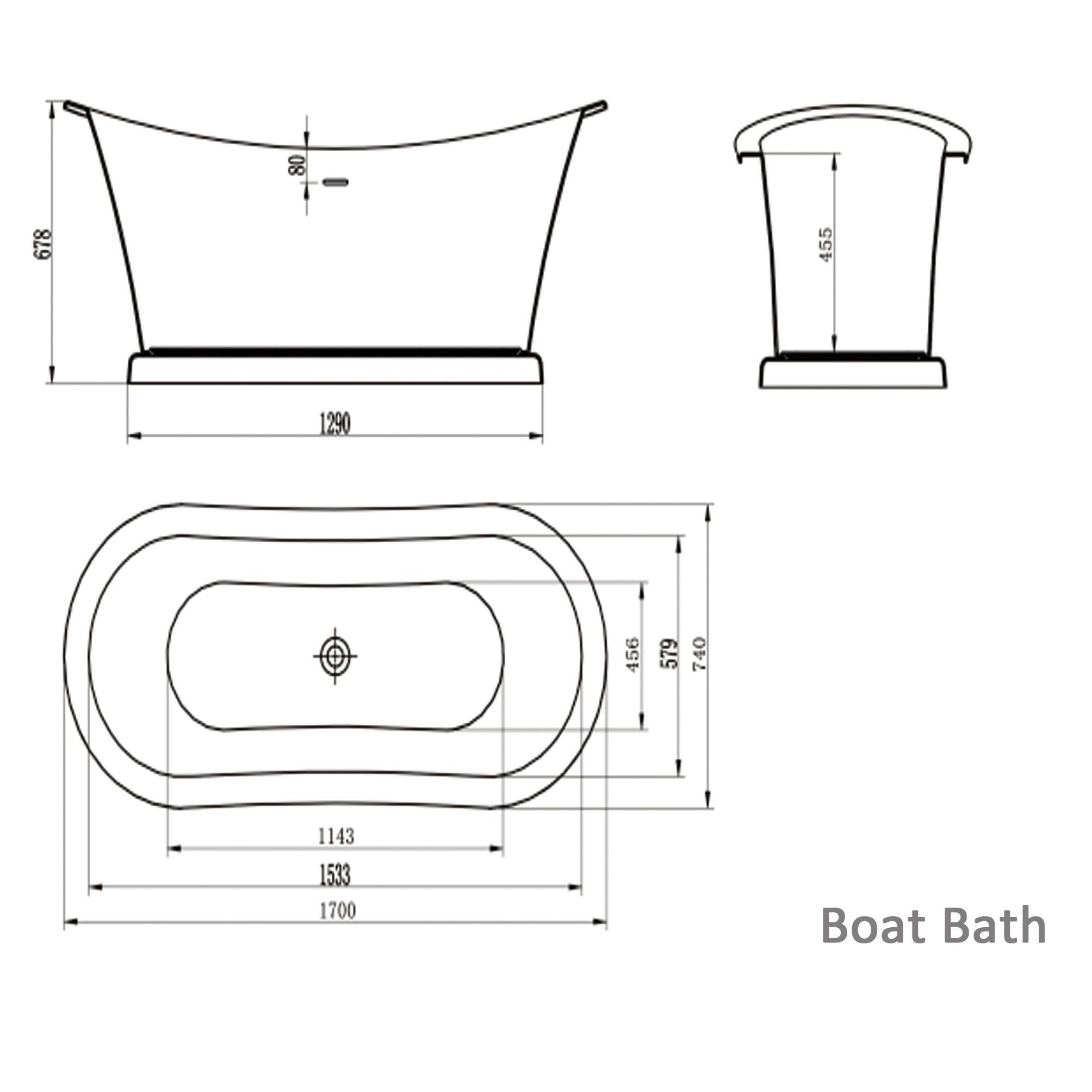 Trojan Baths Matt Grey Oval Left or right-handed Modern Freestanding Luxury bath (L)170cm (W)74cm