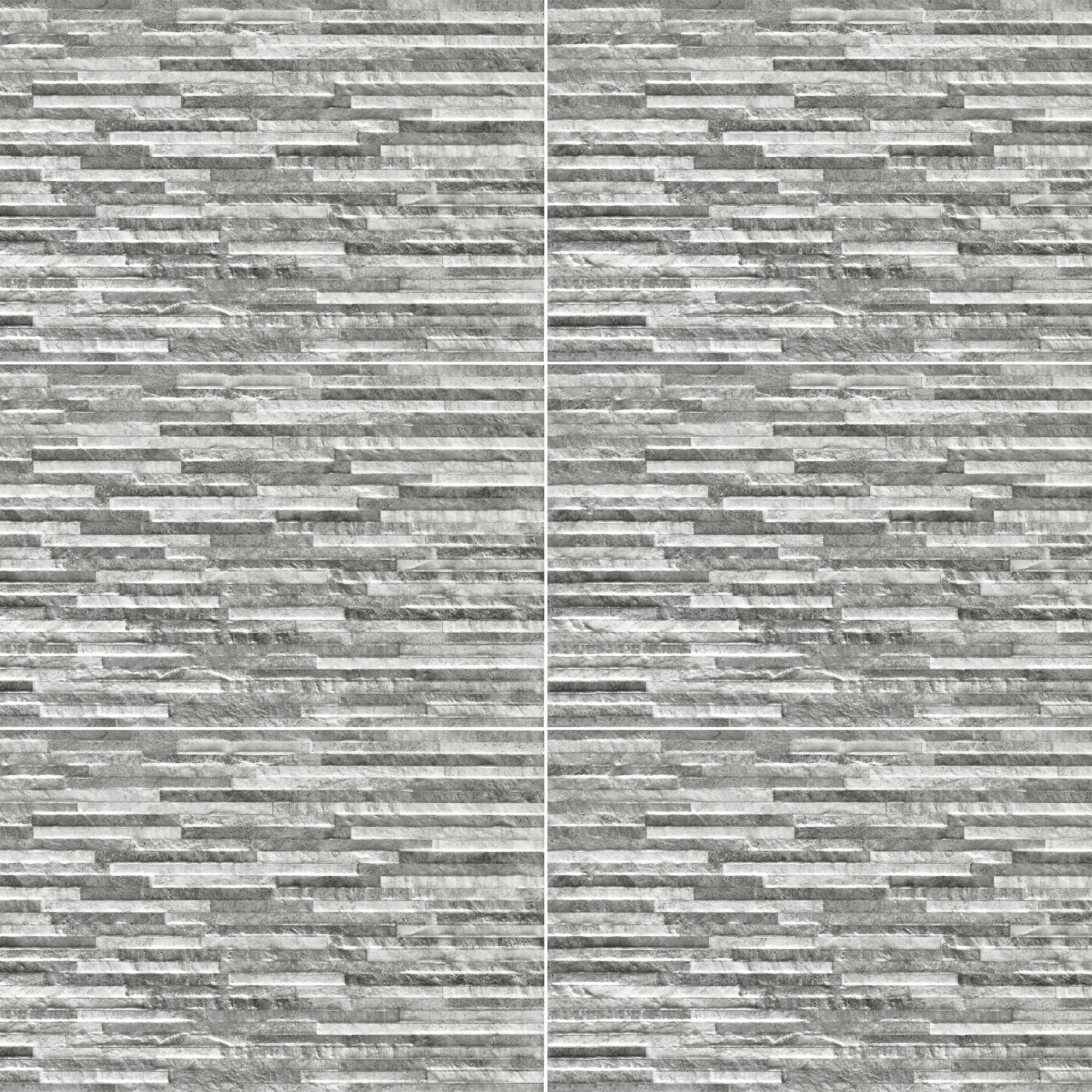 Troy Grey mix Matt Splitface Stone effect Ceramic Indoor Wall Tile, Pack of 6, (L)300mm (W)600mm