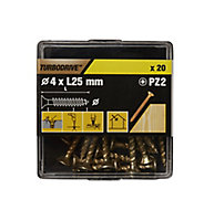 TurboDrive PZ Yellow-passivated Steel Screw (Dia)4mm (L)25mm, Pack of 20