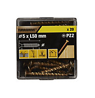 TurboDrive PZ Yellow-passivated Steel Screw (Dia)5mm (L)50mm, Pack of 20
