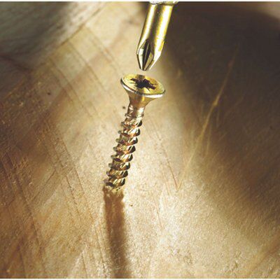TurboGold PZ Double-countersunk Yellow-passivated Carbon steel Multipurpose screw (Dia)4mm (L)20mm, Pack of 200