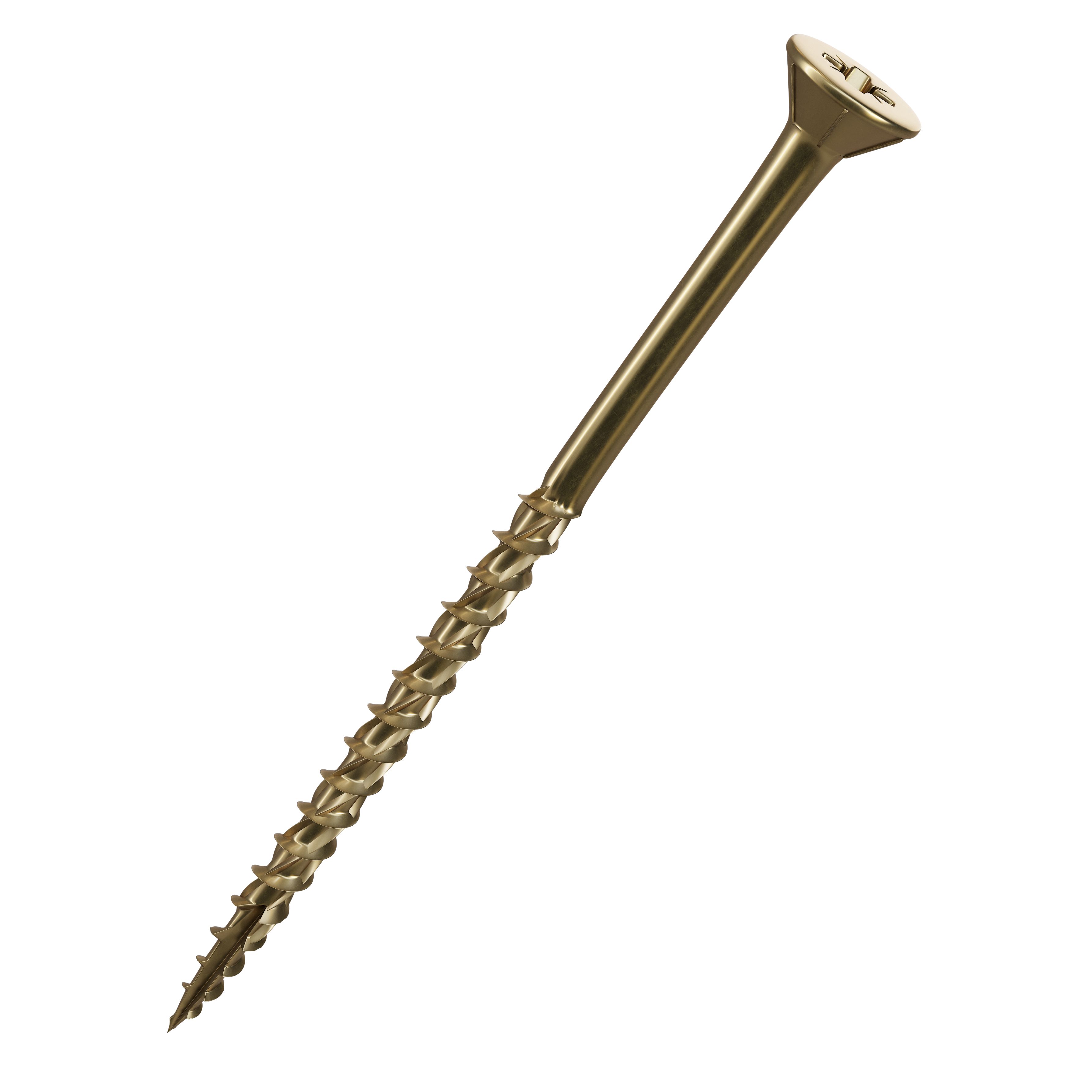 TurboGold PZ Double self-countersunk Yellow-passivated Carbon steel Screw (Dia)5mm (L)100mm, Pack of 100