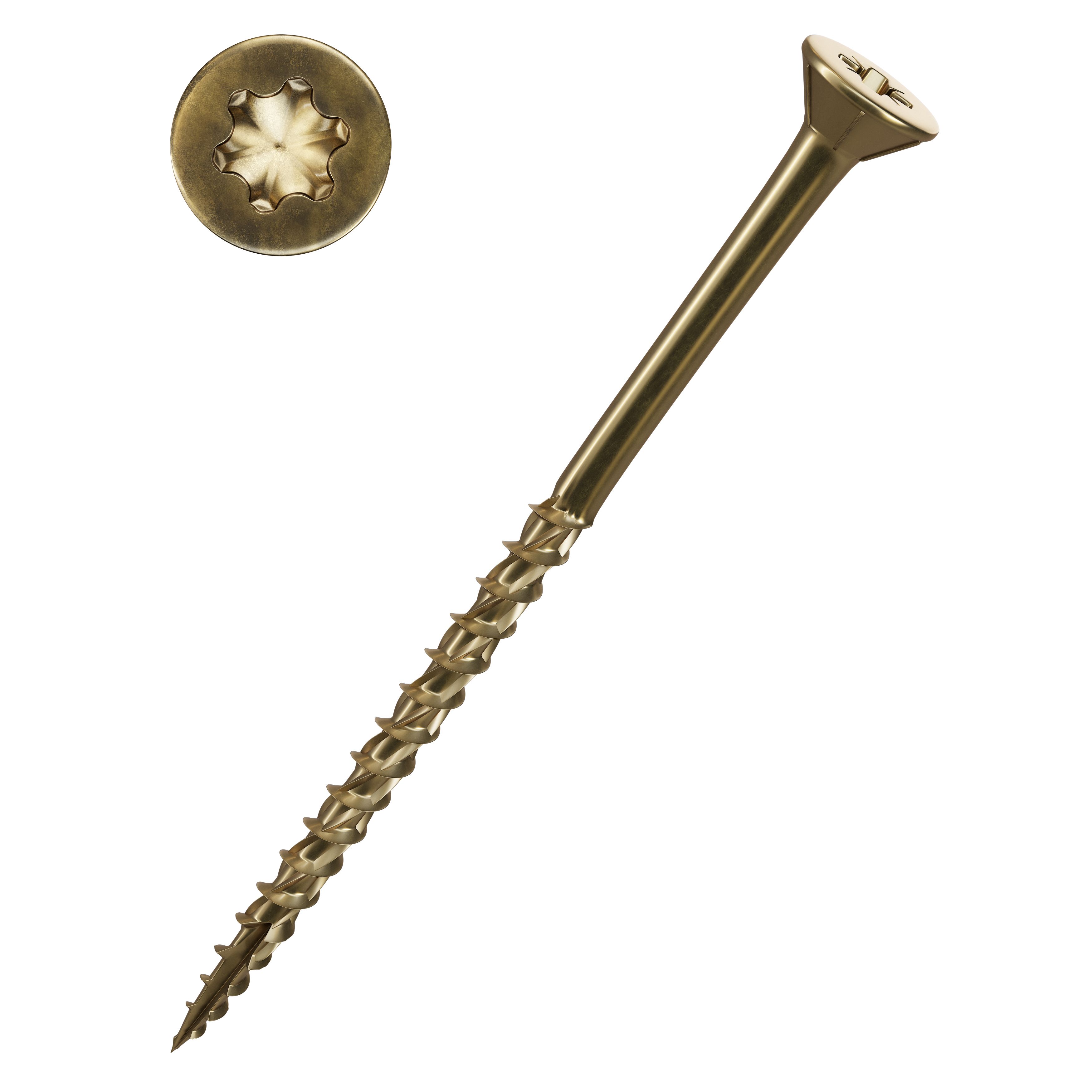 TurboGold PZ Double self-countersunk Yellow-passivated Carbon steel Screw (Dia)5mm (L)100mm, Pack of 100