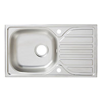 Turing Linen Inox Stainless steel 1 Bowl Sink & drainer 435mm x 760mm
