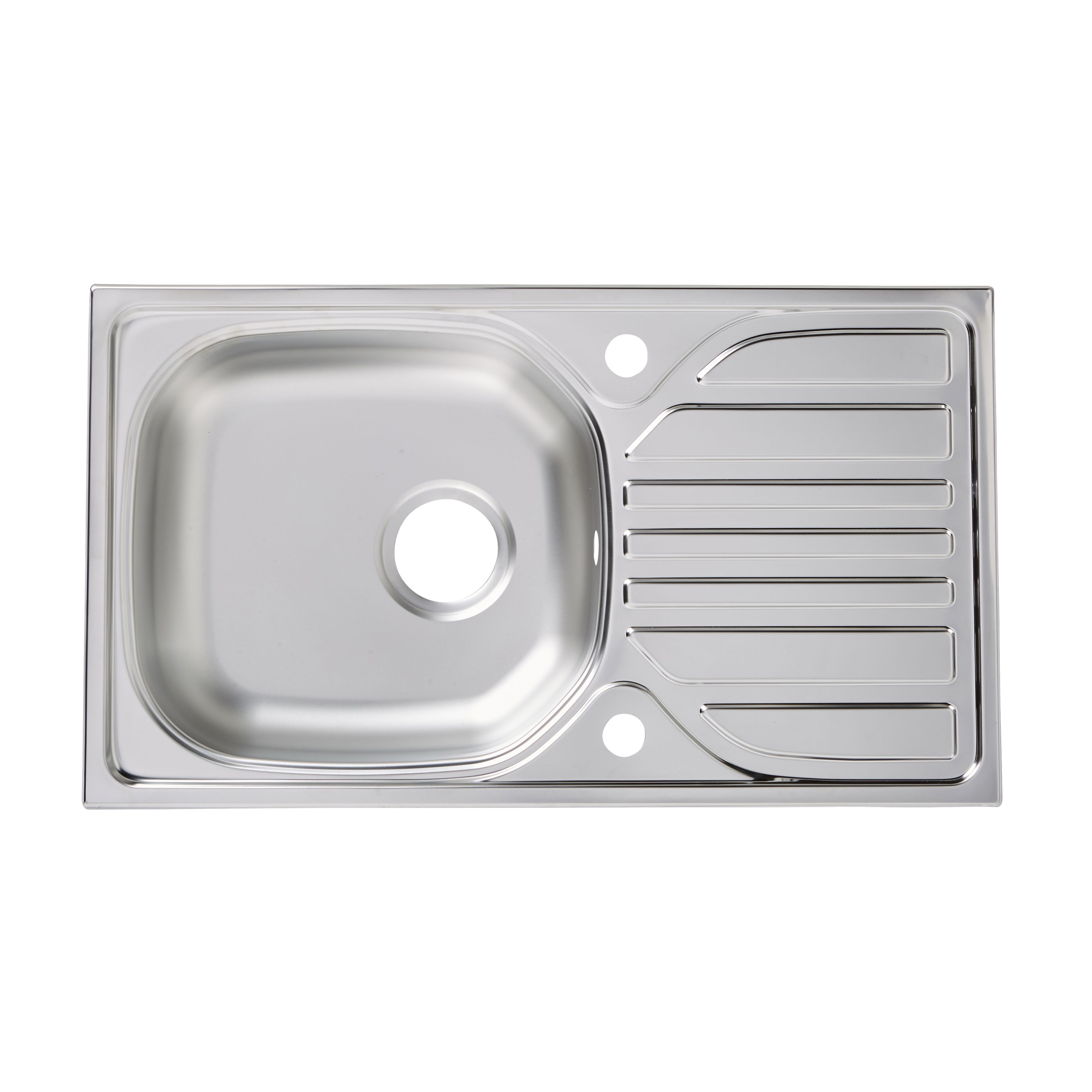 Turing Polished Inox Stainless steel 1 Bowl Sink & drainer (W)435mm x