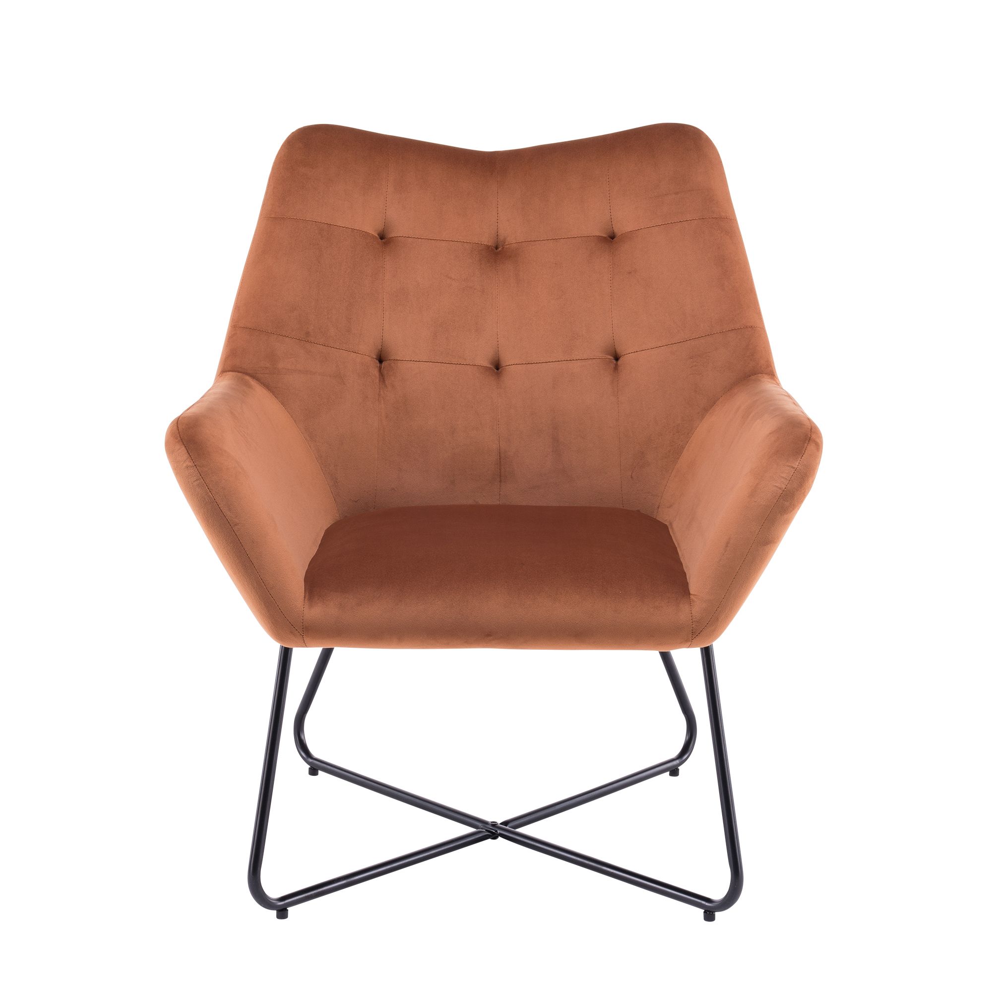 Turio Burnt orange Velvet effect Chair H 865mm W 750mm D 800mm