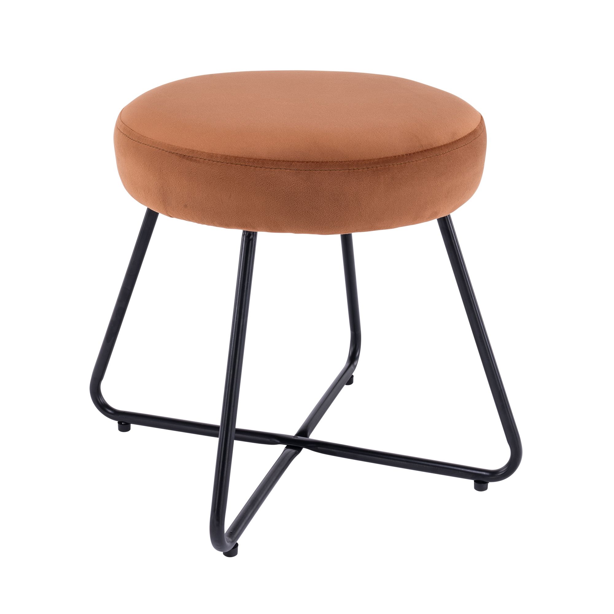 Turio Burnt orange Velvet effect Padded Stool Tradepoint