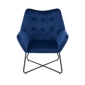 Turio Deep blue Velvet effect Chair (H)865mm (W)750mm (D)800mm