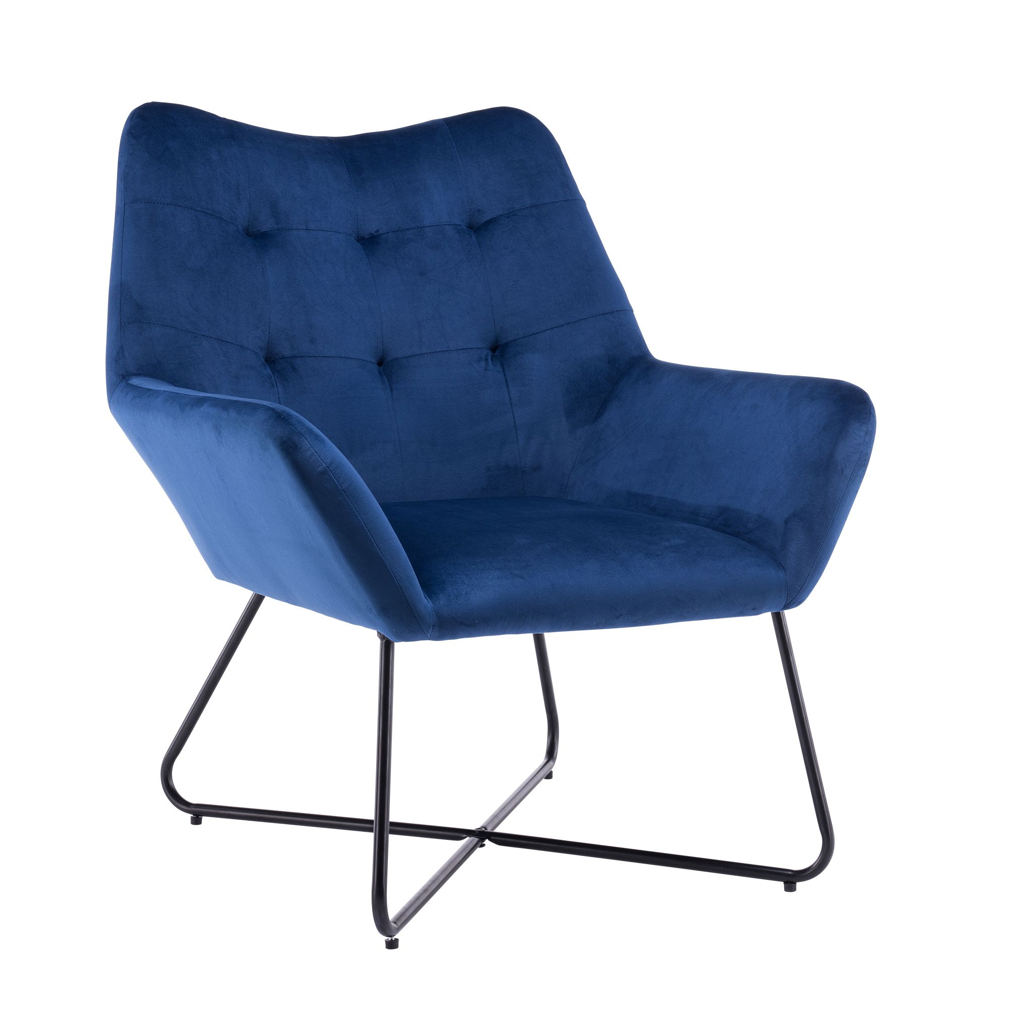Turio Deep blue Velvet effect Chair (H)865mm (W)750mm (D)800mm | Tradepoint