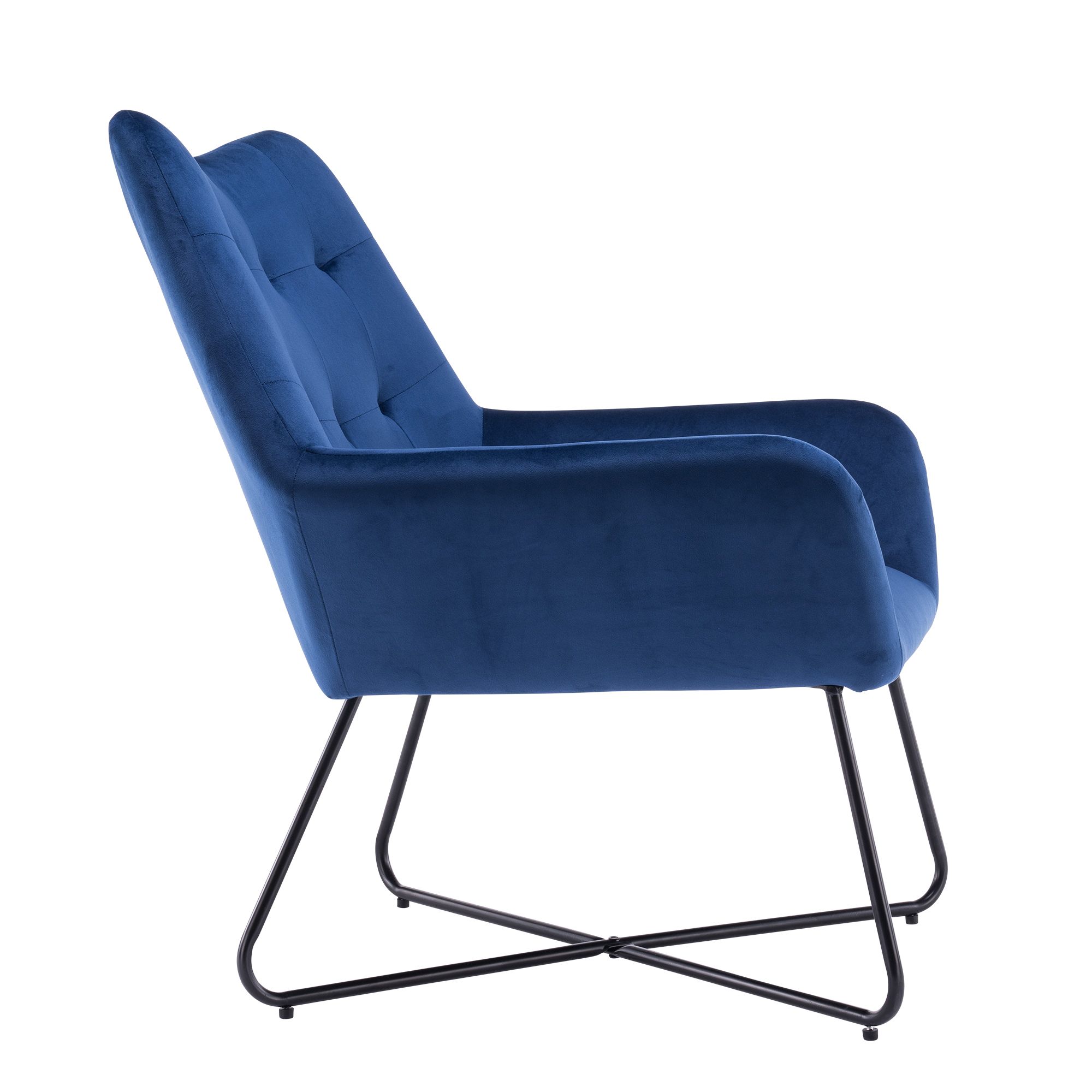 Turio Deep blue Velvet effect Chair (H)865mm (W)750mm (D)800mm | Tradepoint