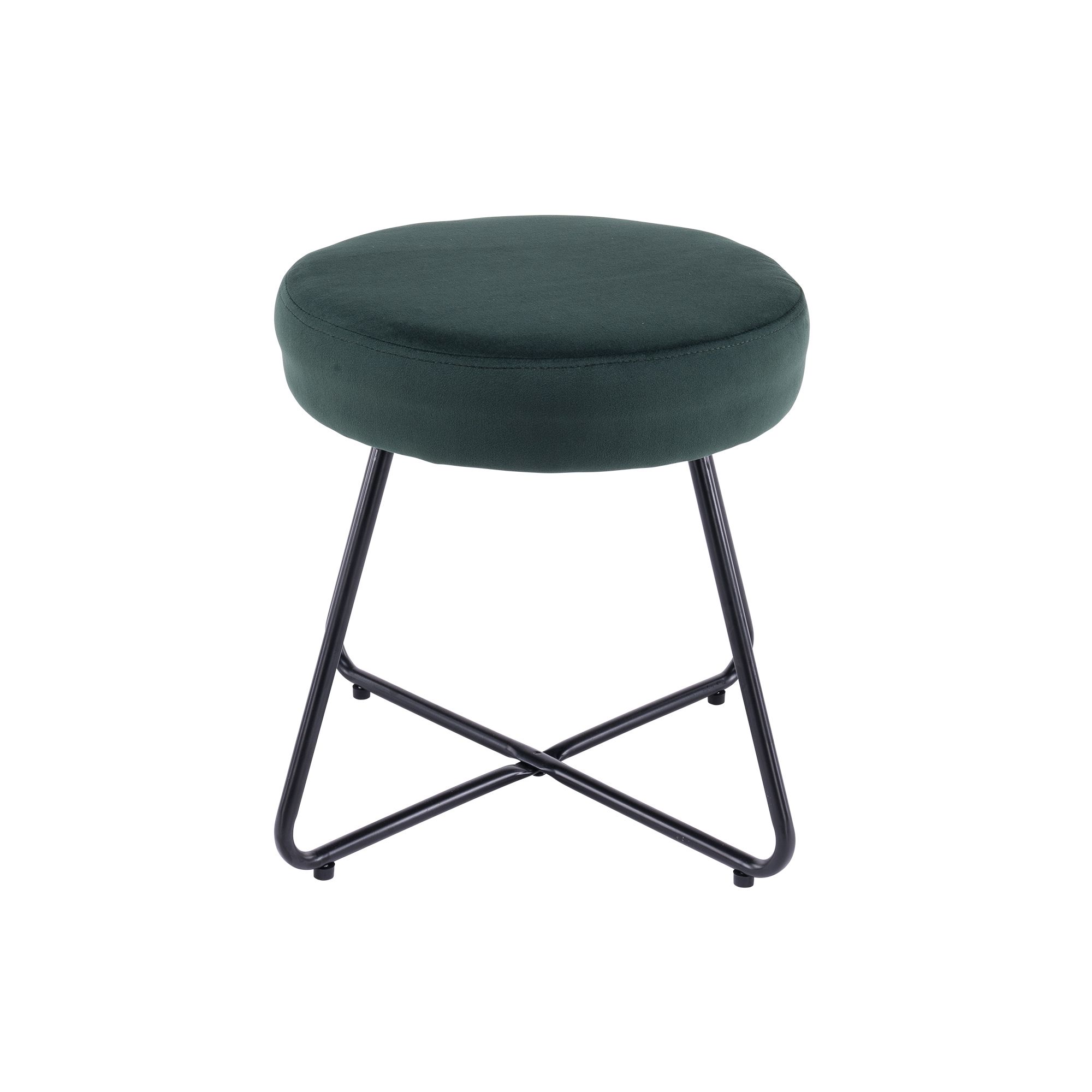 Turio Forest green Velvet effect Padded Stool