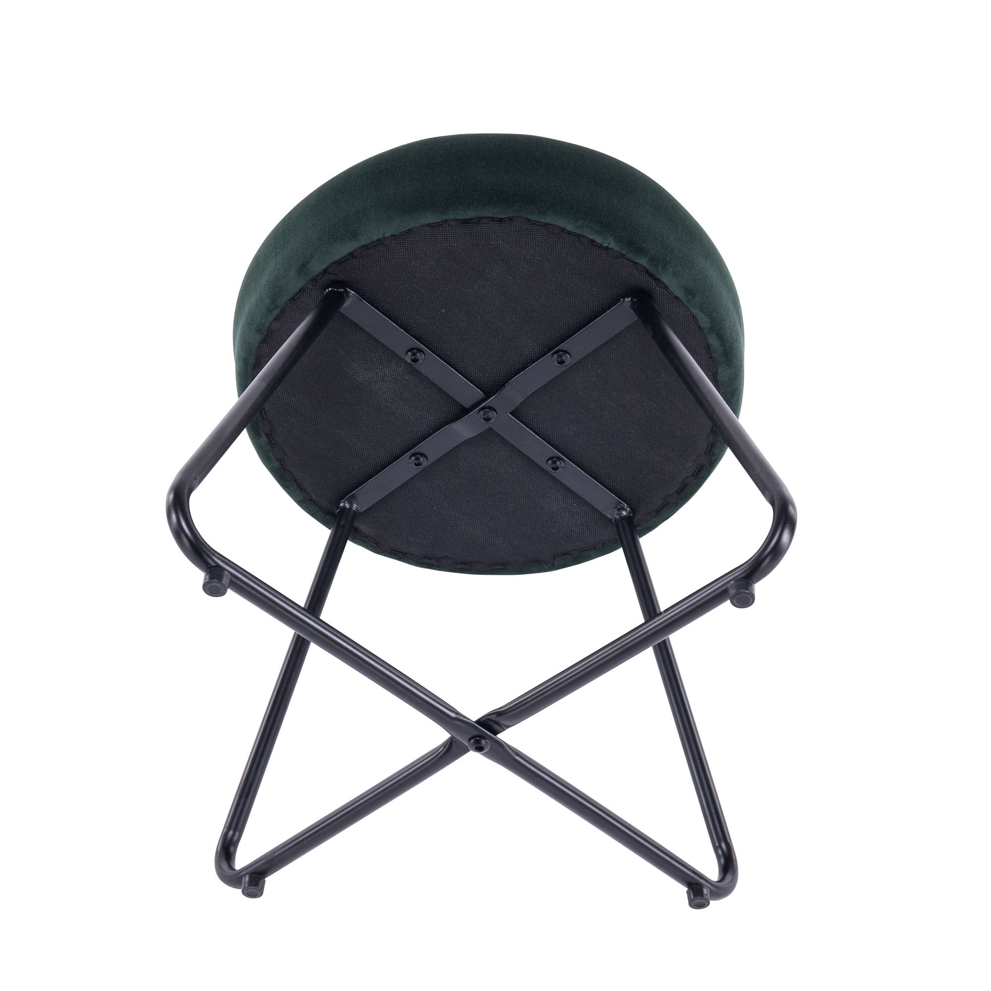 Turio Forest green Velvet effect Padded Stool