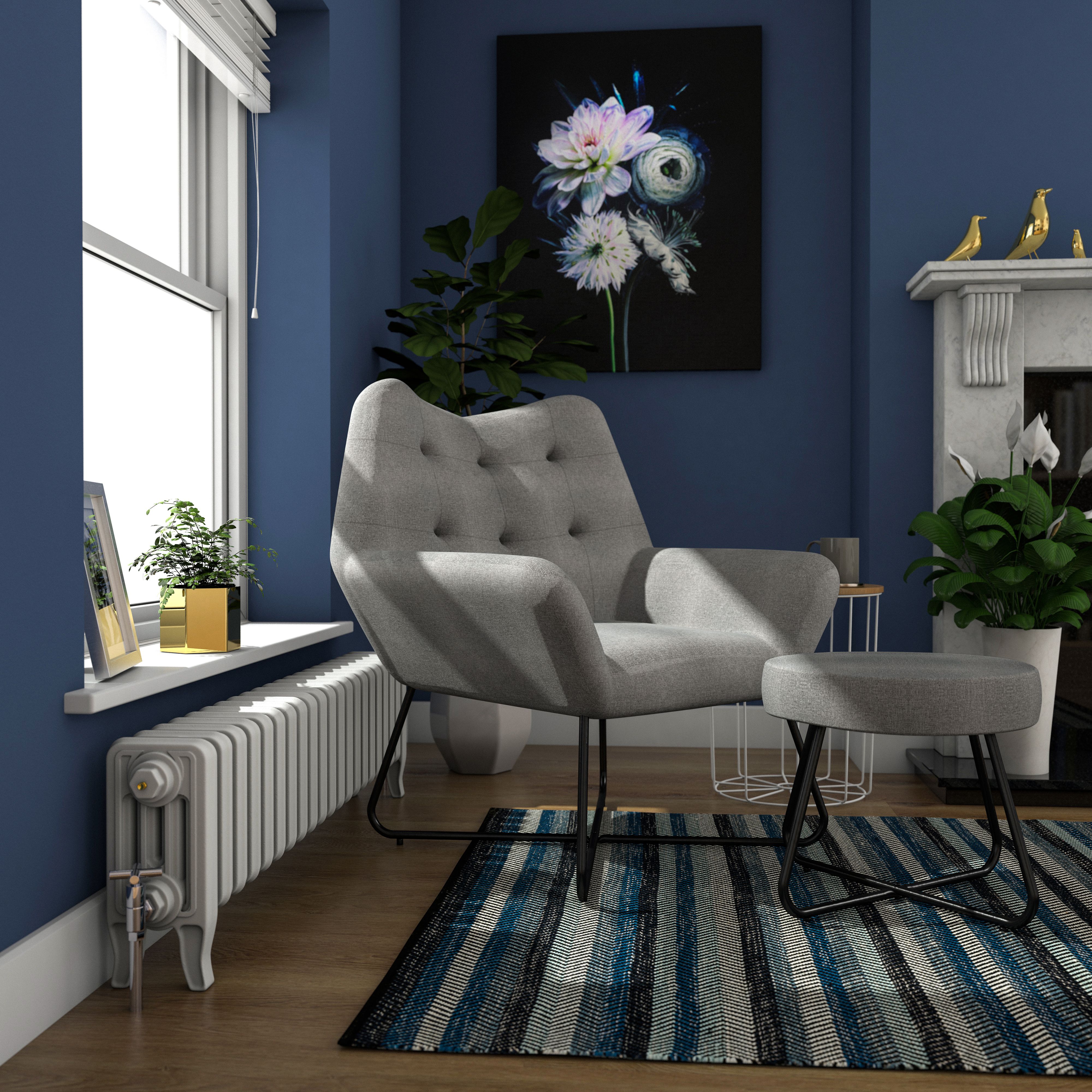 Turio Stone grey Linen effect Chair (H)865mm (W)750mm (D)800mm