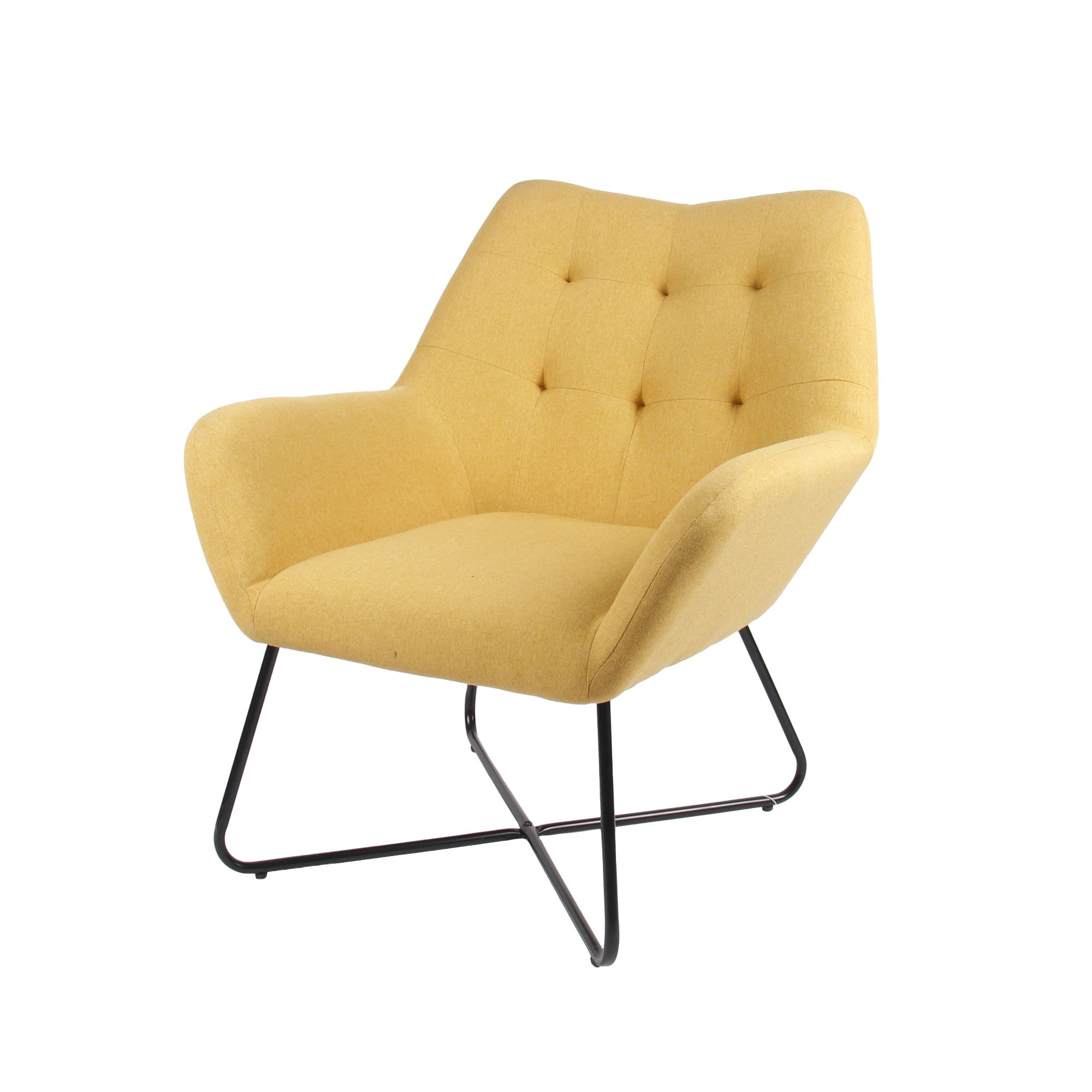 Turio Yellow Linen effect Chair H 865mm W 750mm D 800mm