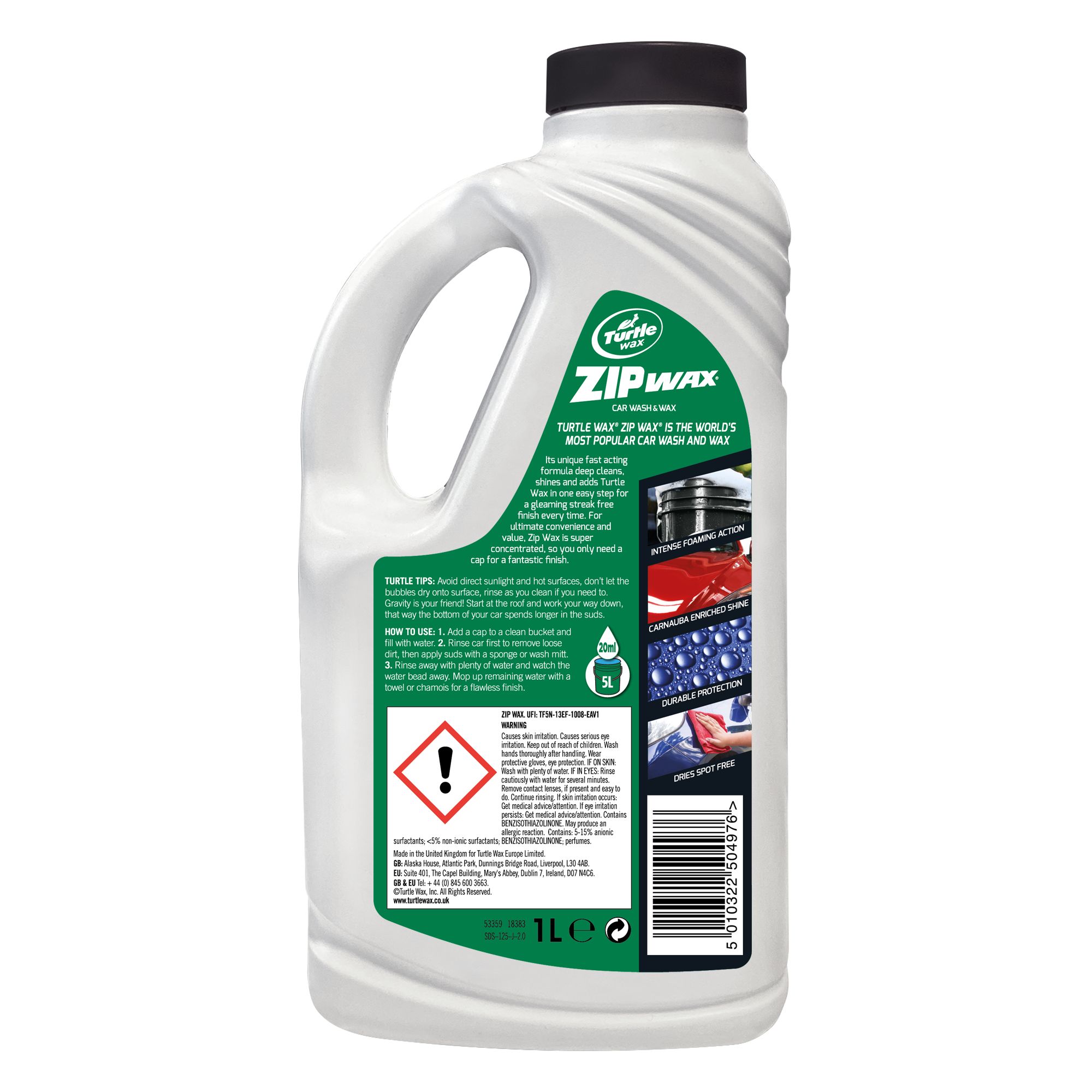 Turtle Wax Zipwax Wash & wax, 1L Bottle