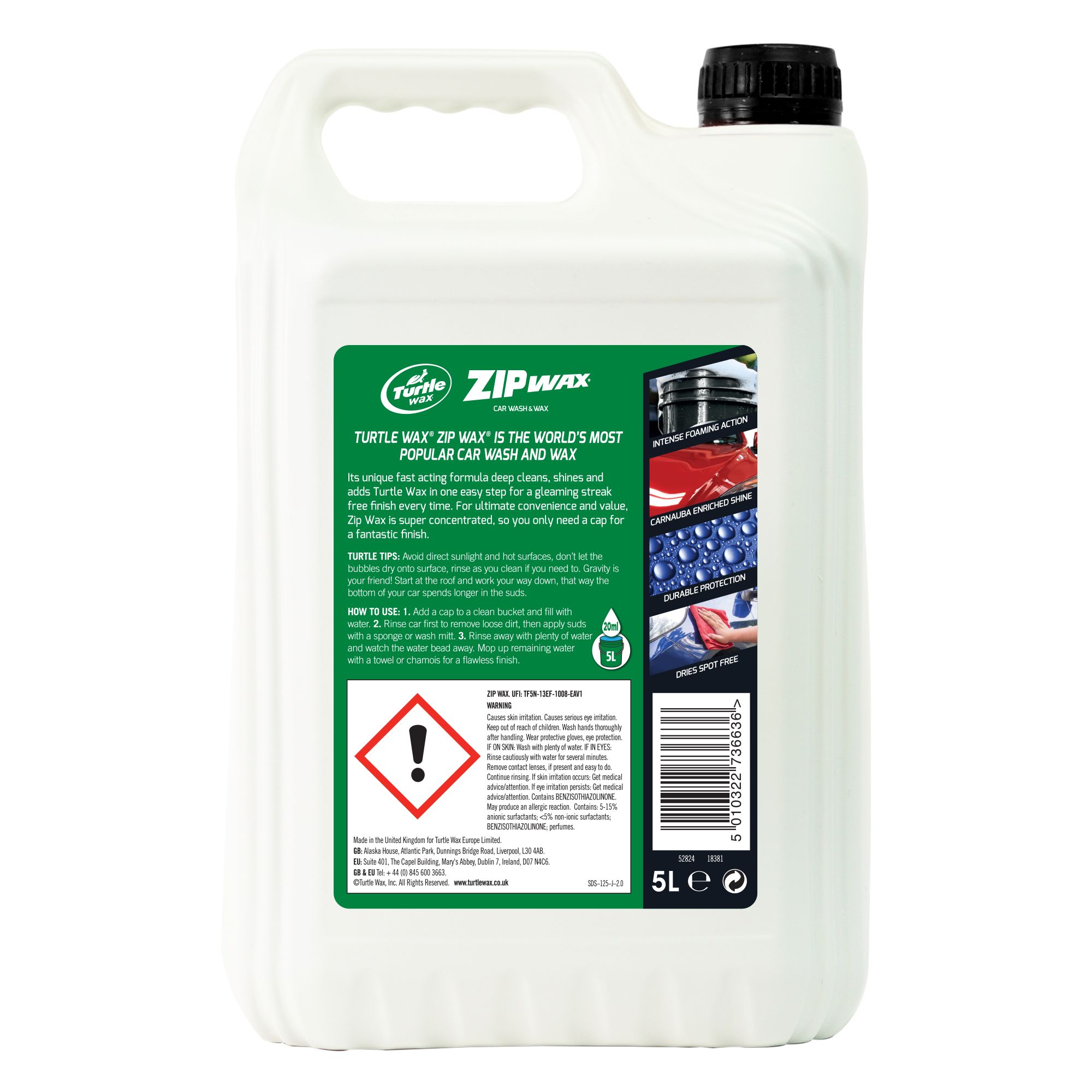 Turtle Wax Zipwax Wash & wax, 5L Bottle