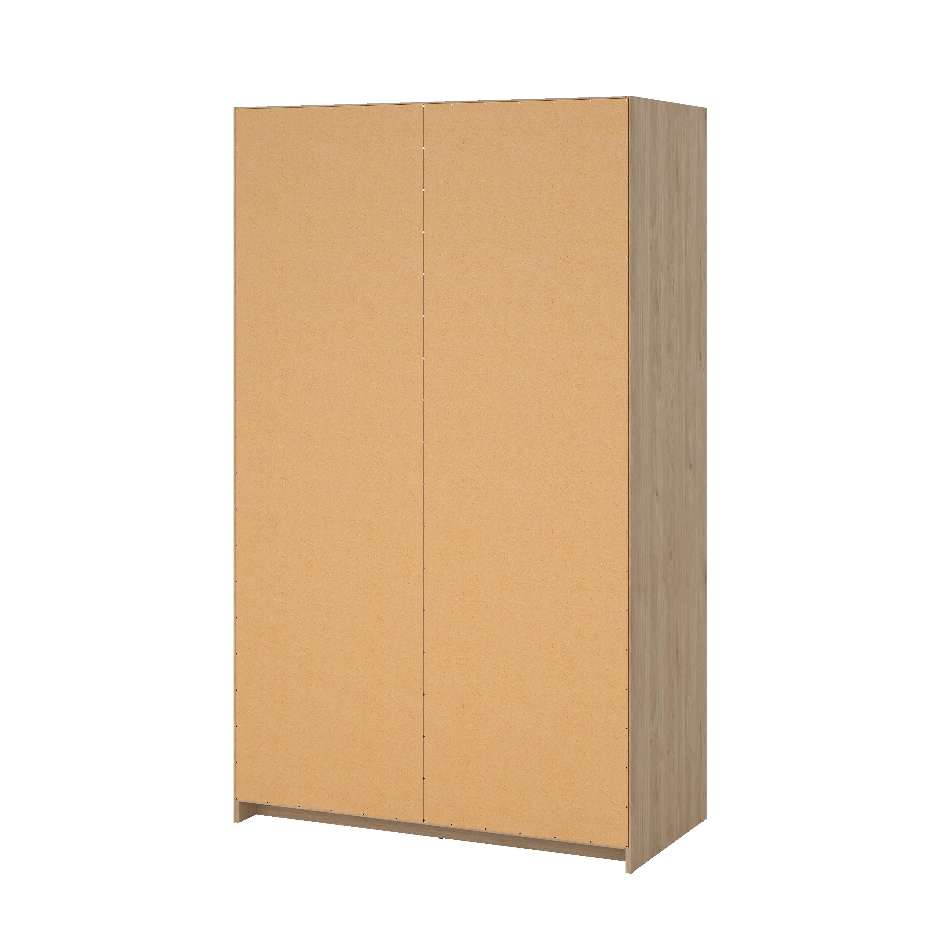 Tvilum Esla Scandinavian Matt jackson hickory oak effect 3 Drawer Double Sliding door wardrobe (H)2004mm (W)1185mm (D)600mm