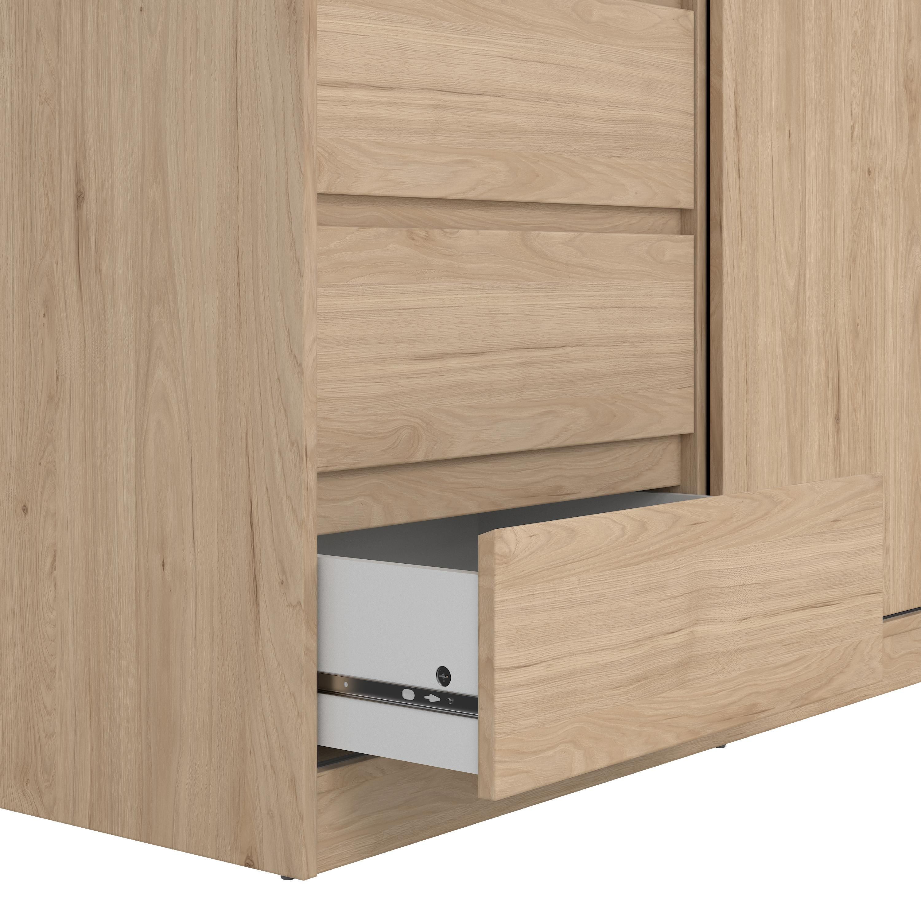 Tvilum Esla Scandinavian Matt jackson hickory oak effect 3 Drawer Double Sliding door wardrobe (H)2004mm (W)1185mm (D)600mm