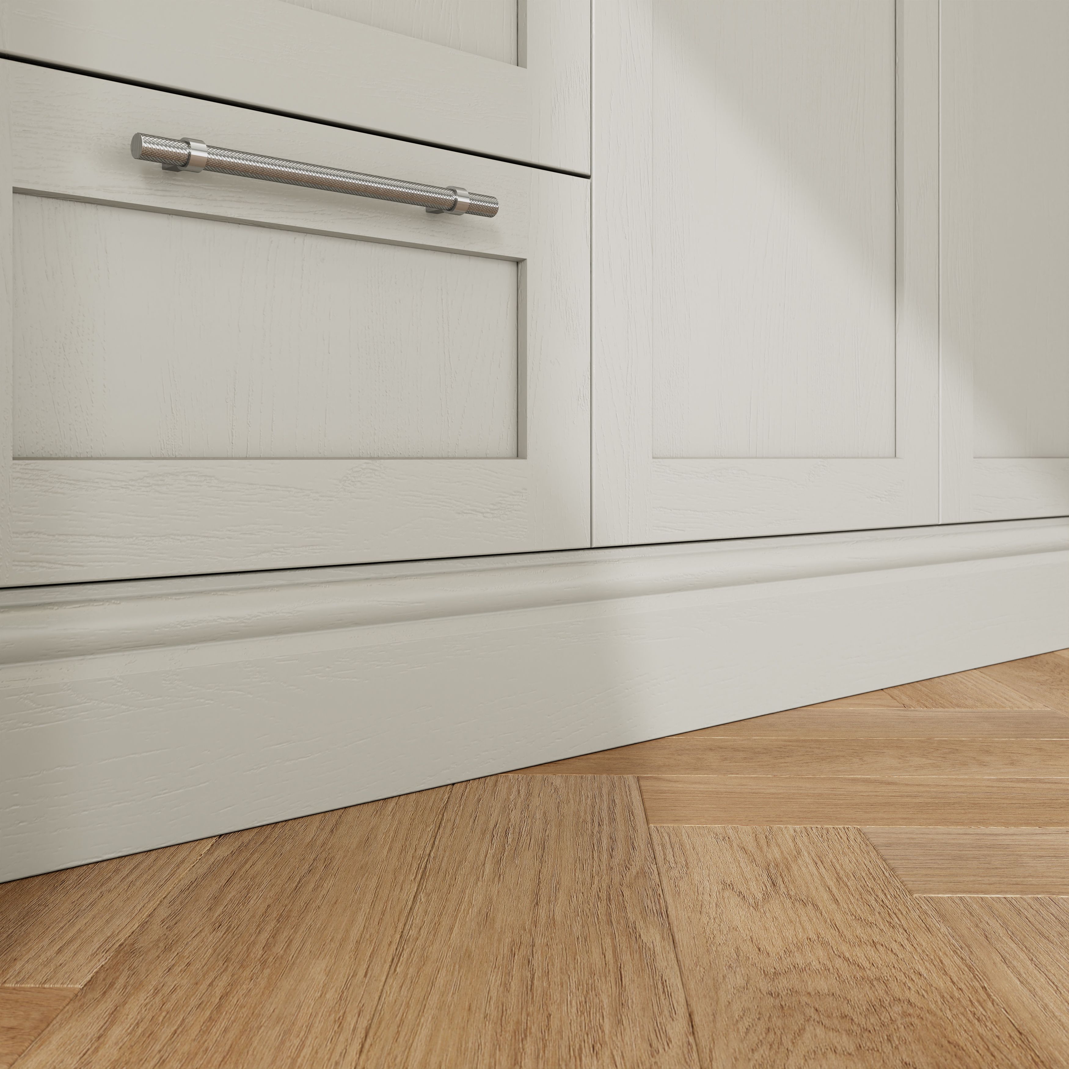 Tydeman Grey Painted wood effect Curved Stepped Plinth, (L)2400mm