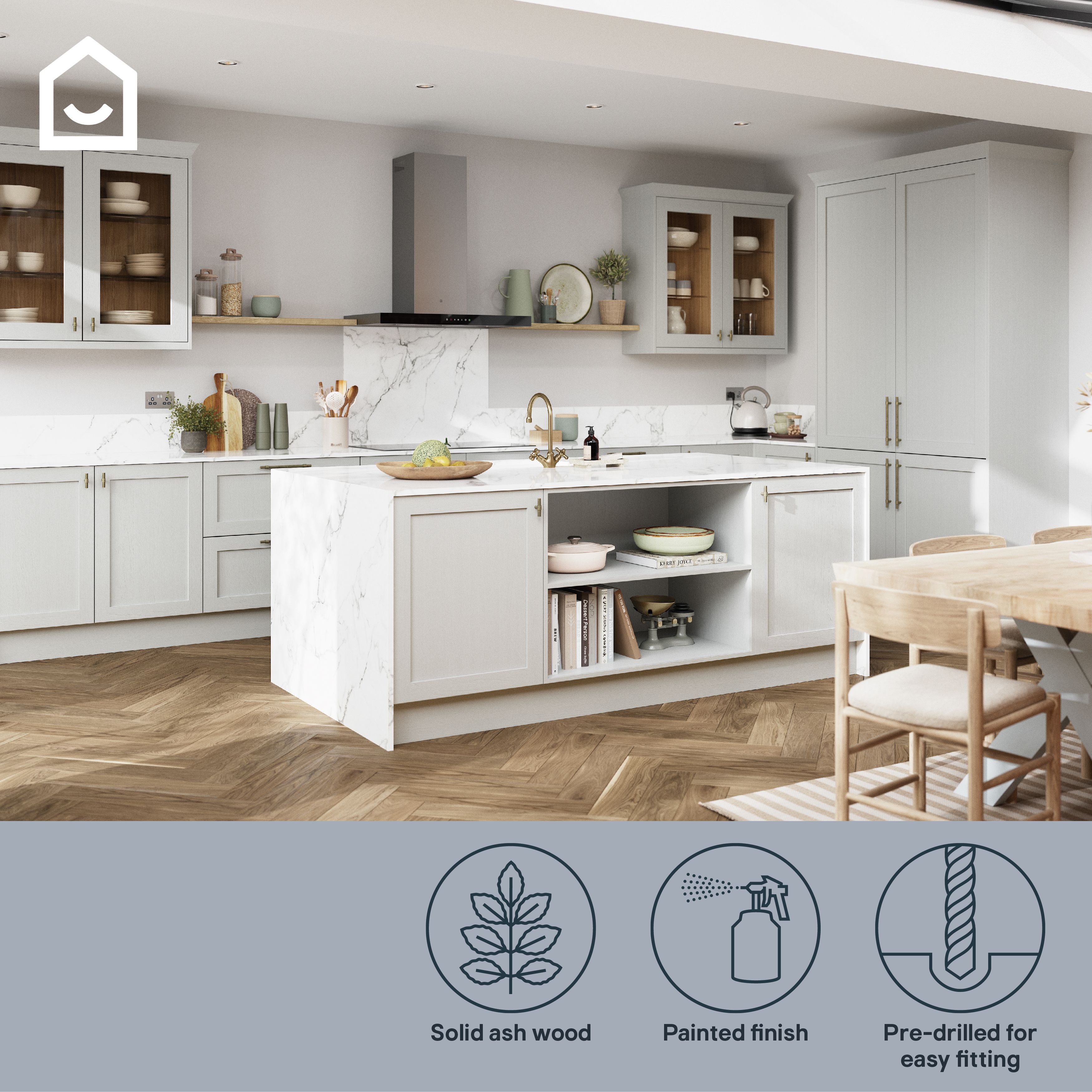 Tydeman Matt grey Shaker Base/wall Cabinet door (W)450mm (H)720mm (T)20mm