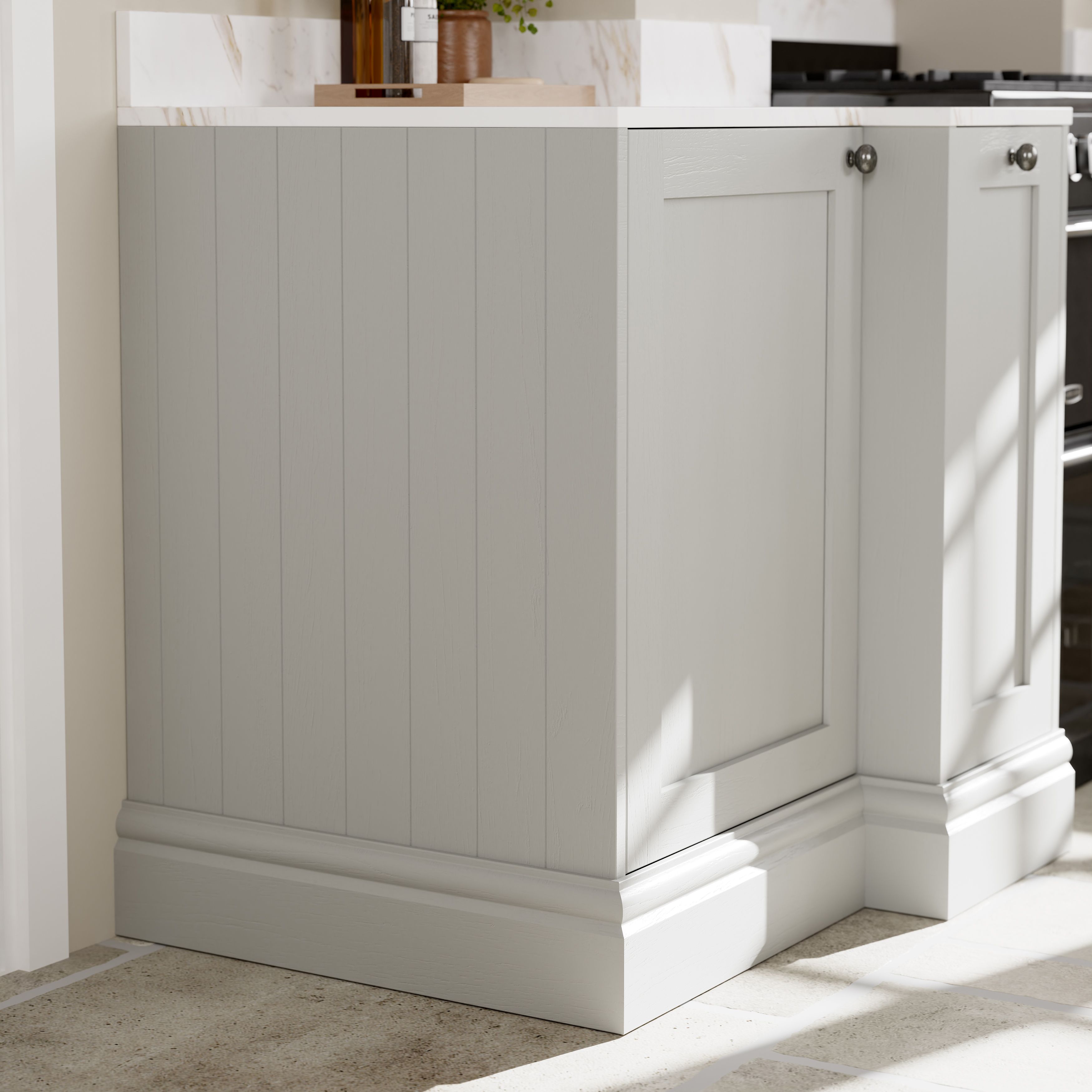 Tydeman Matt light grey Tongue & Groove Standard Clad on base panel (H)900mm (W)610mm