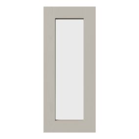 Tydeman Matt pebble Shaker Glazed Base/wall Cabinet door (W)300mm (H)715mm (T)20mm