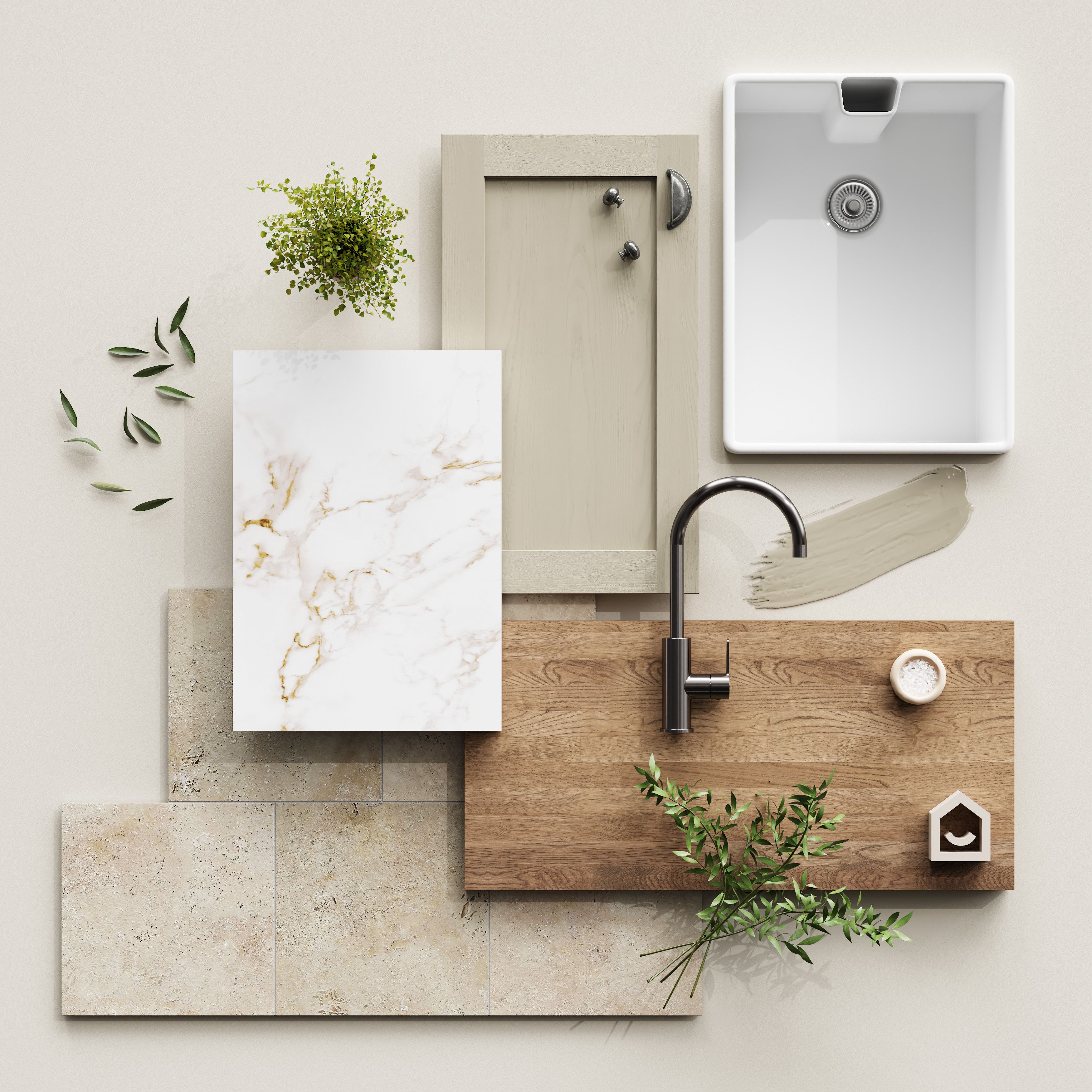 Tydeman Matt pebble Shaker Glazed Cabinet door (W)300mm (H)900mm (T)20mm