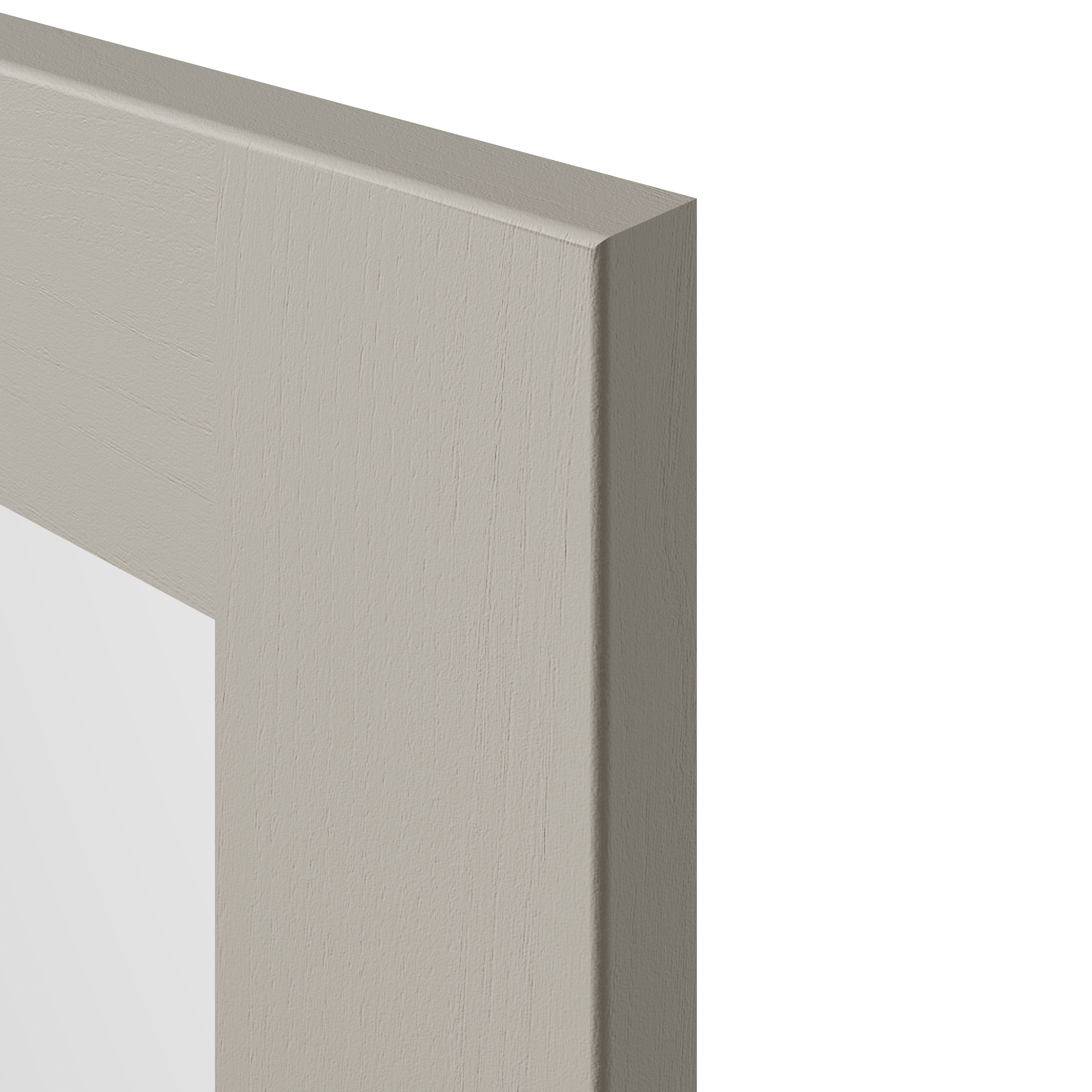 Tydeman Matt pebble Shaker Glazed Cabinet door (W)500mm (H)900mm (T)20mm