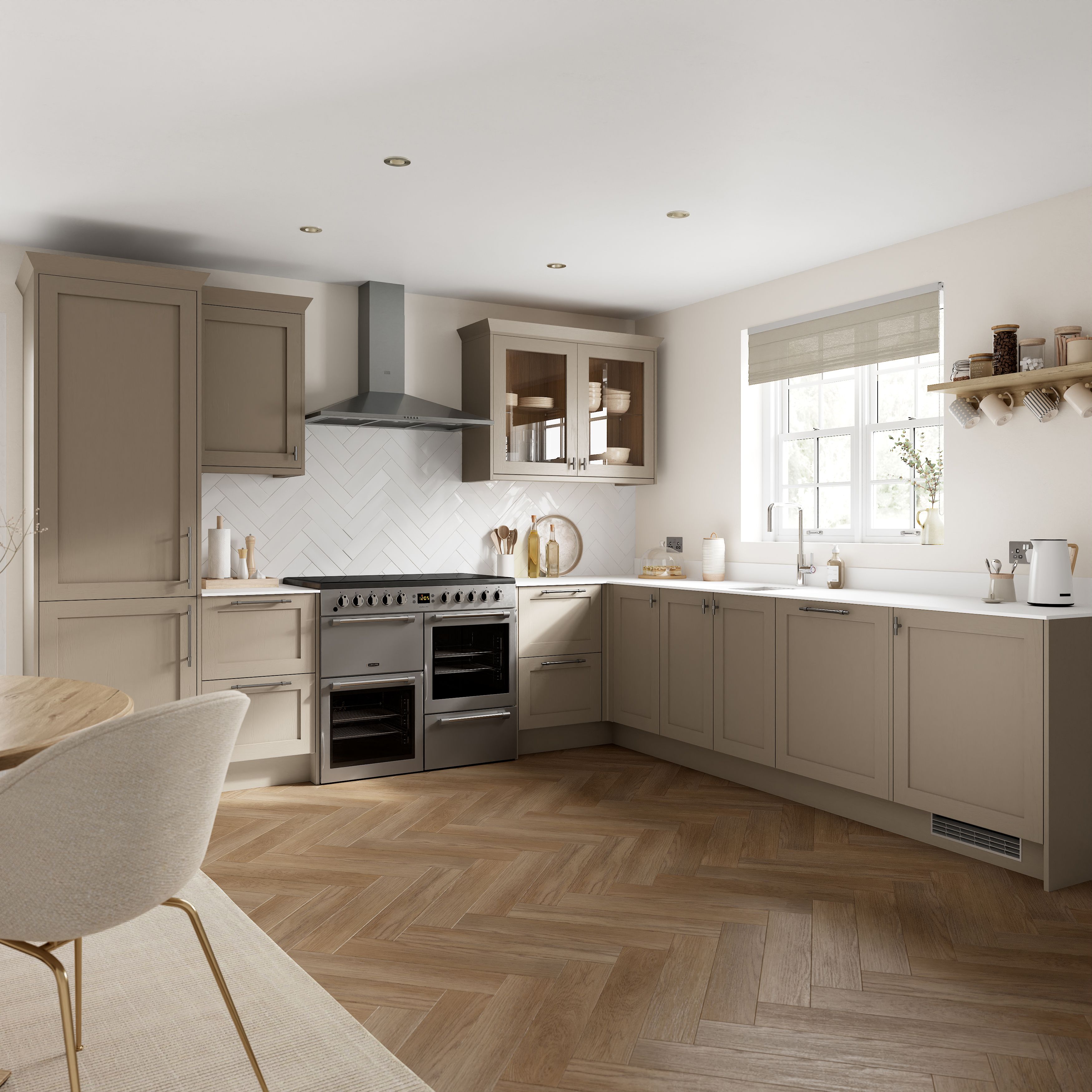 Tydeman Matt pebble Standard Clad on larder panel (H)2400mm (W)610mm