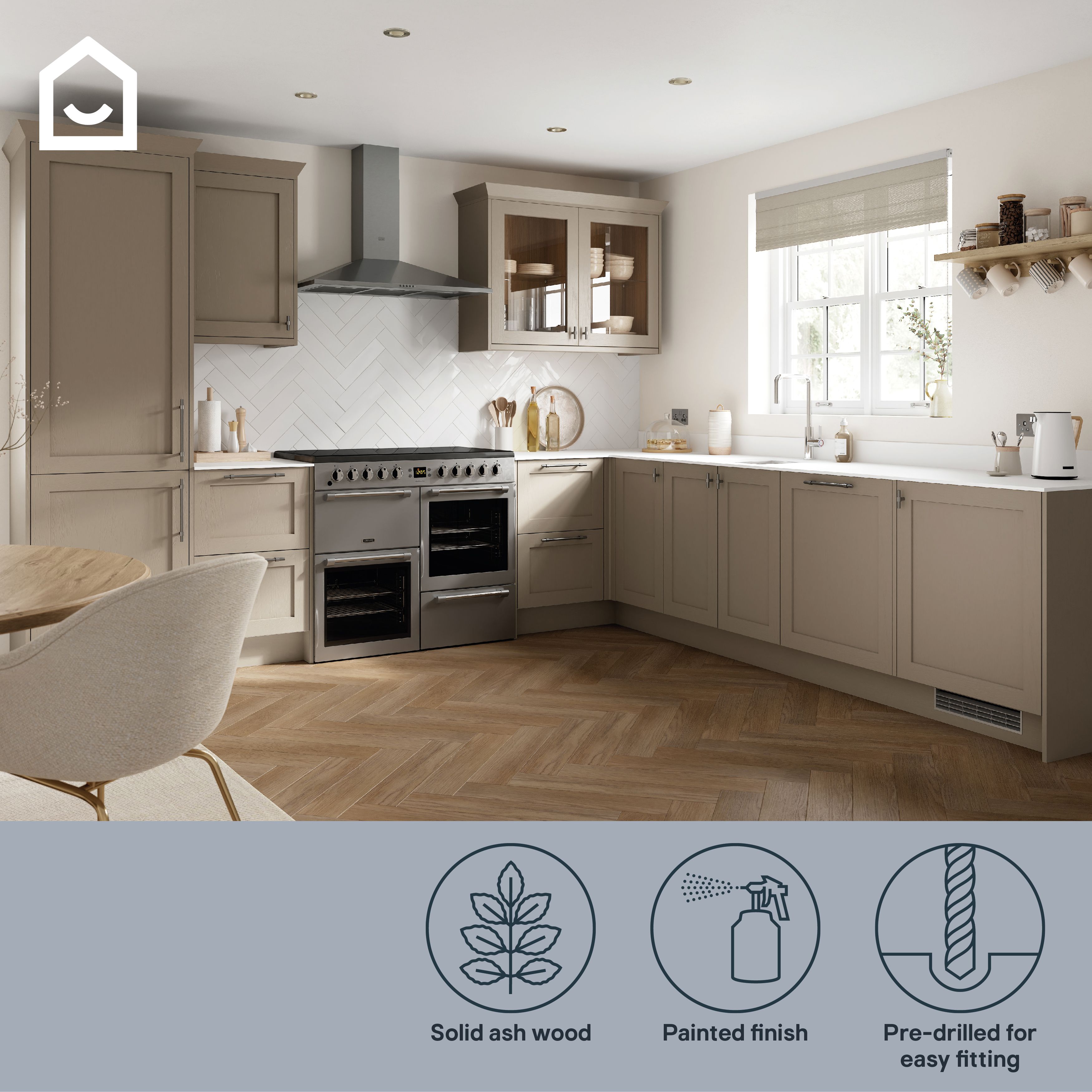 Tydeman Matt pebble Standard Clad on larder panel (H)2400mm (W)610mm