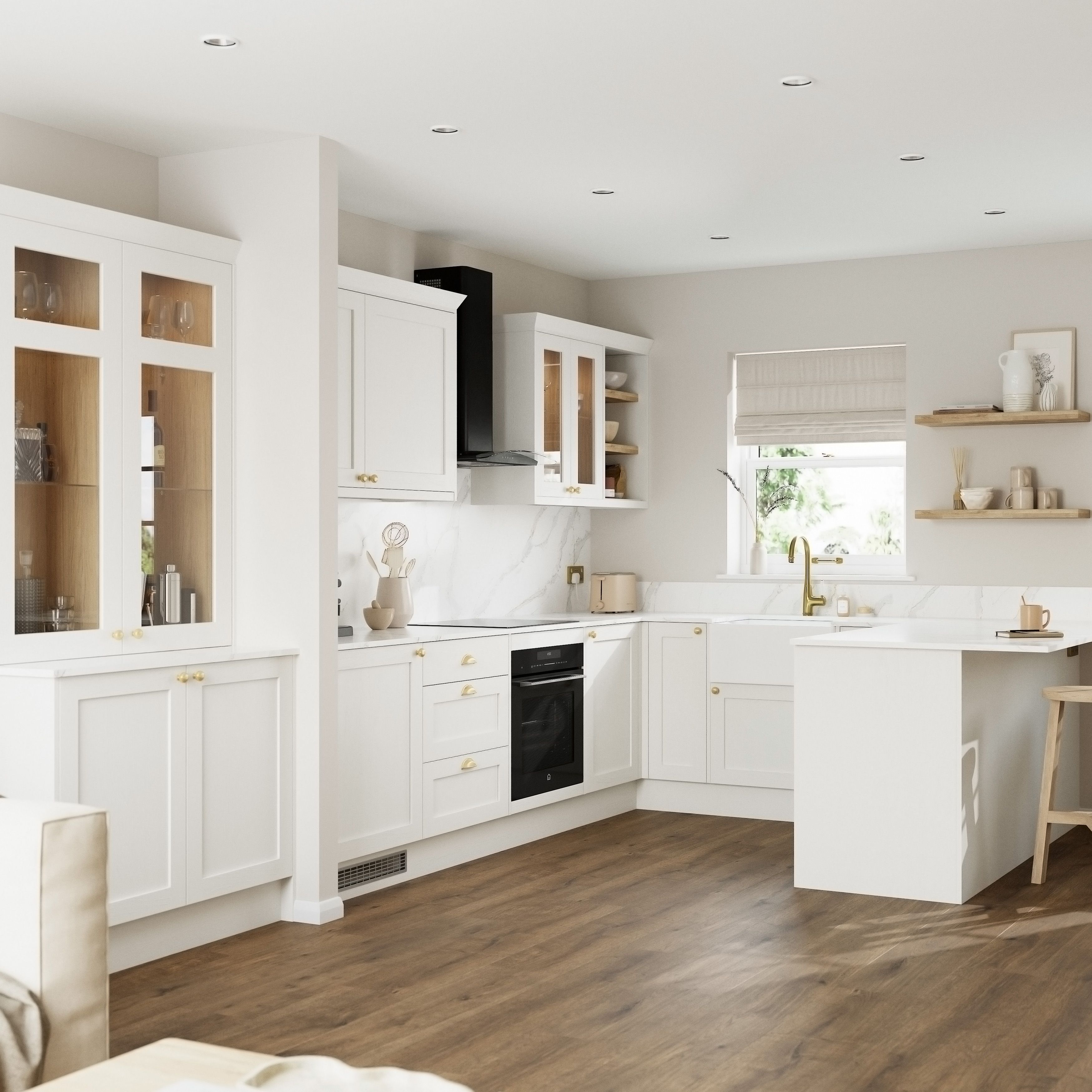 Tydeman Matt porcelain Shaker Base/wall Cabinet door (W)600mm (H)720mm (T)20mm