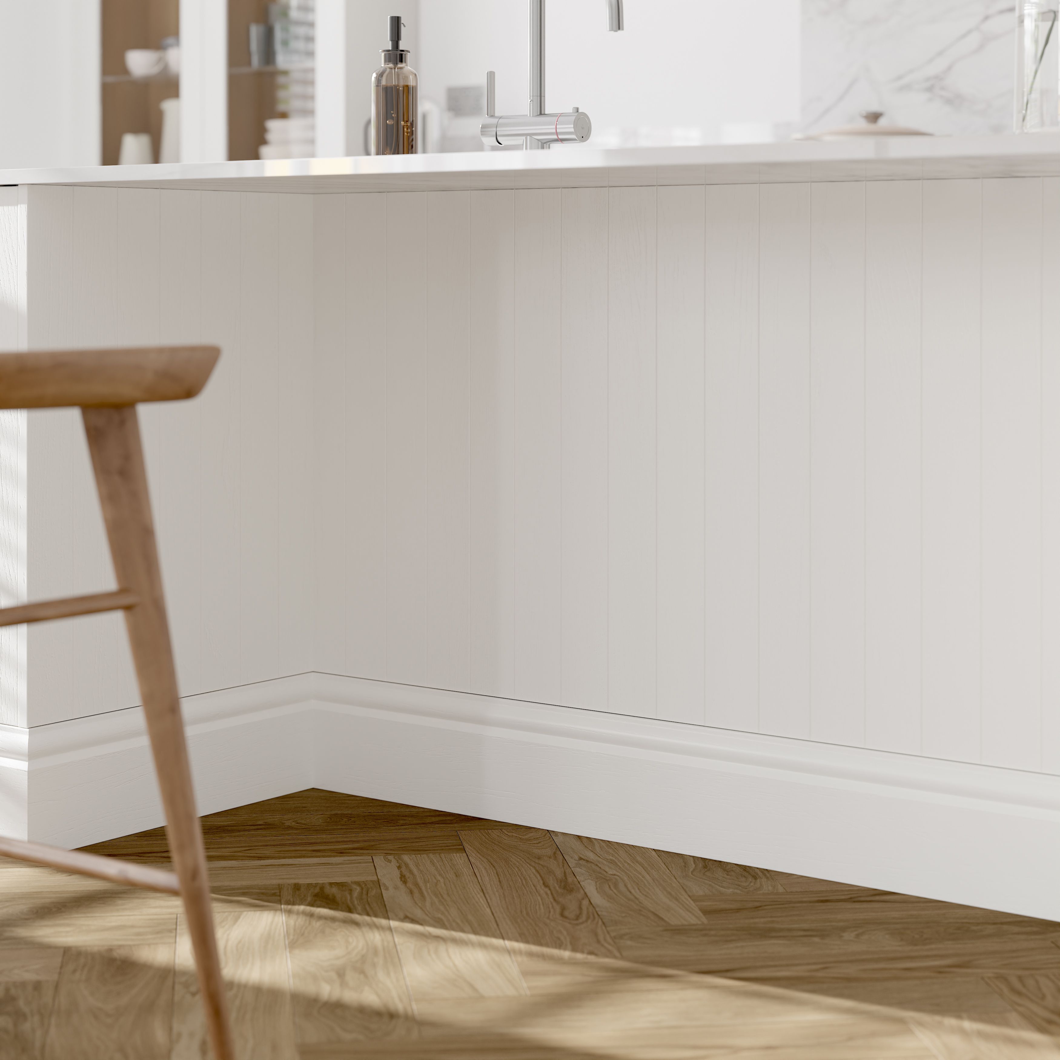 Tydeman Matt porcelain Tongue & Groove Standard Breakfast bar back panel (H)890mm (W)2000mm