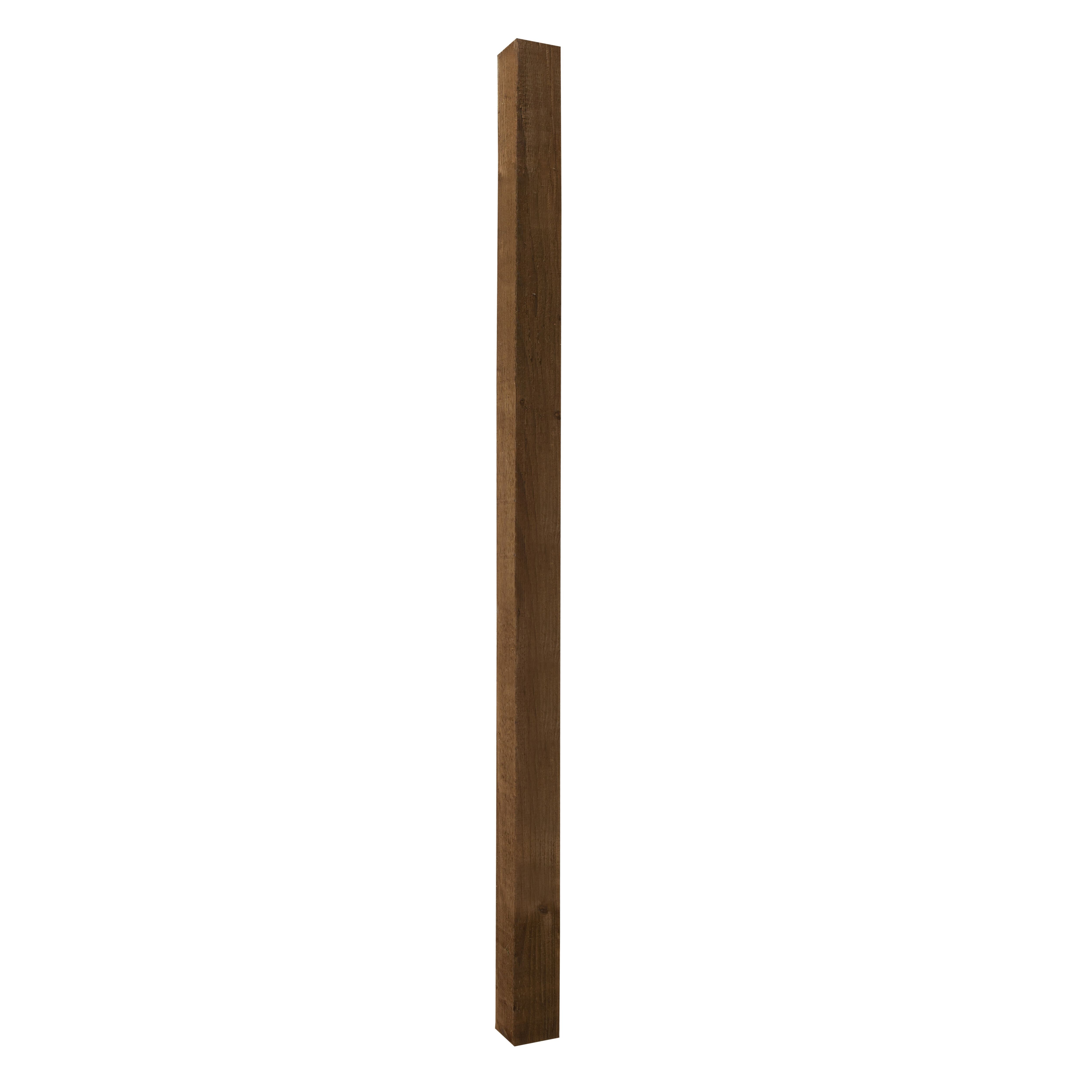 Uc4 Brown Square Wooden Fence Post H21m W100mm Pack Of 4 Tradepoint