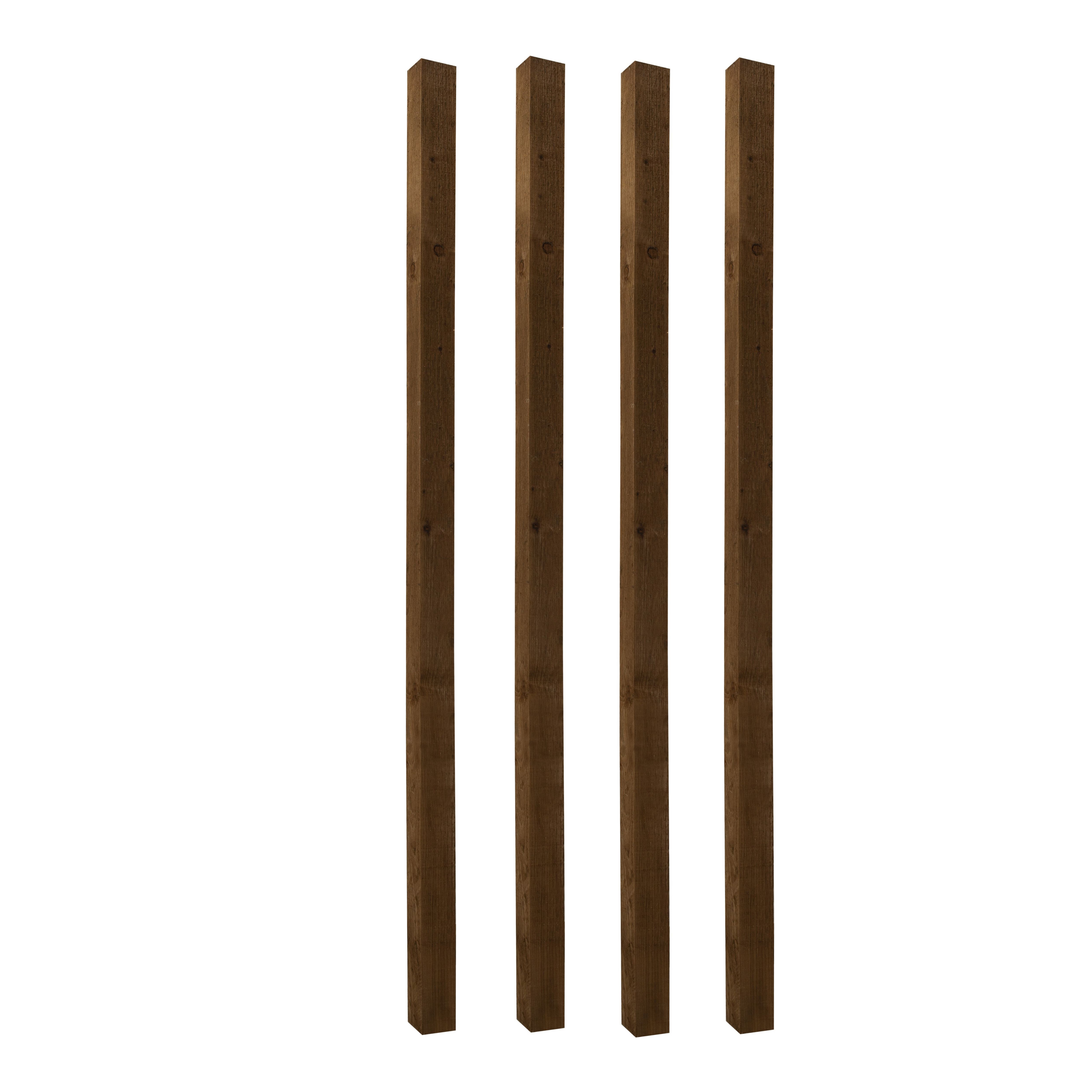 UC4 Brown Square Wooden Fence post (H)2.1m (W)75mm, Pack of 4