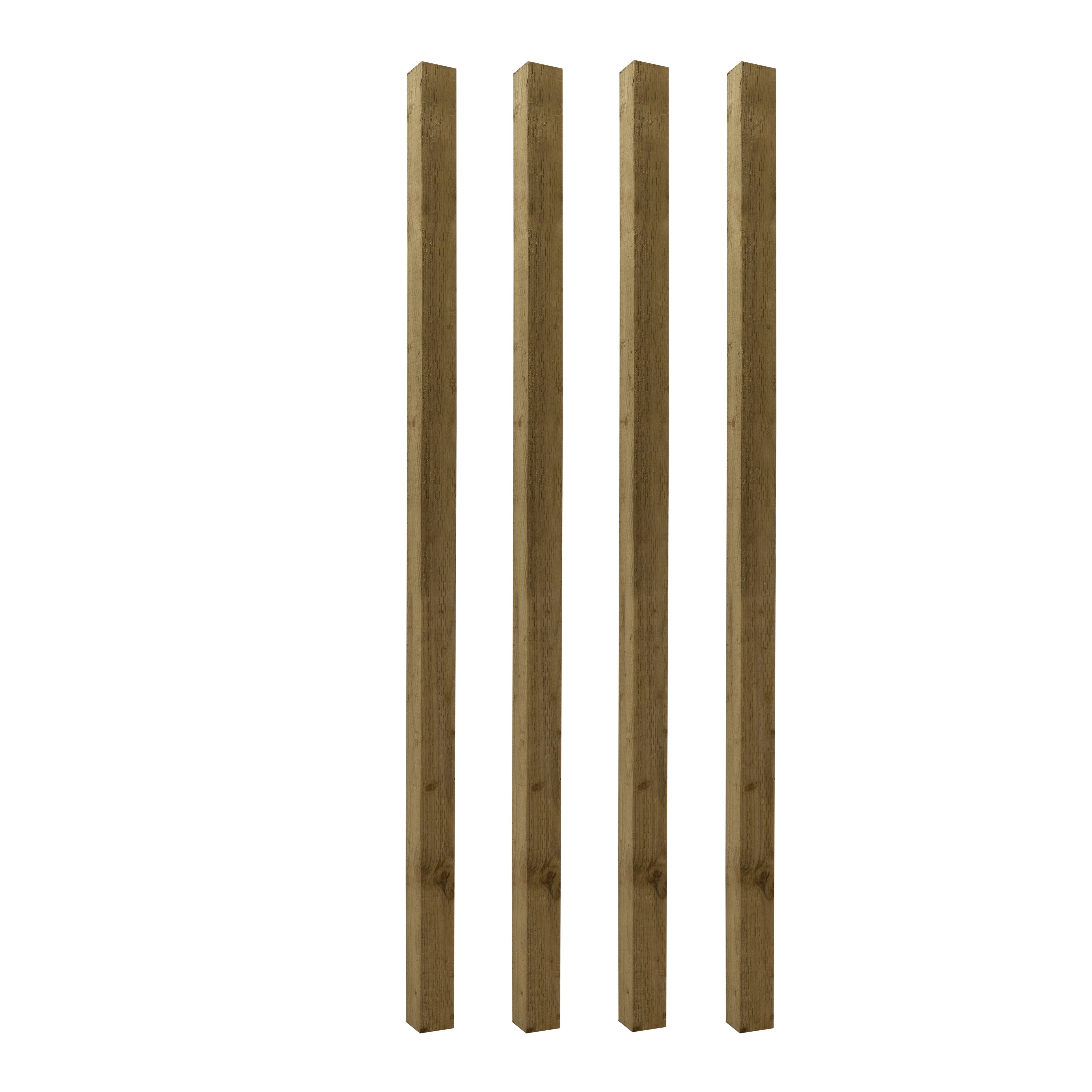 UC4 Green Square Wooden Fence post (H)2.1m (W)75mm, Pack of 4