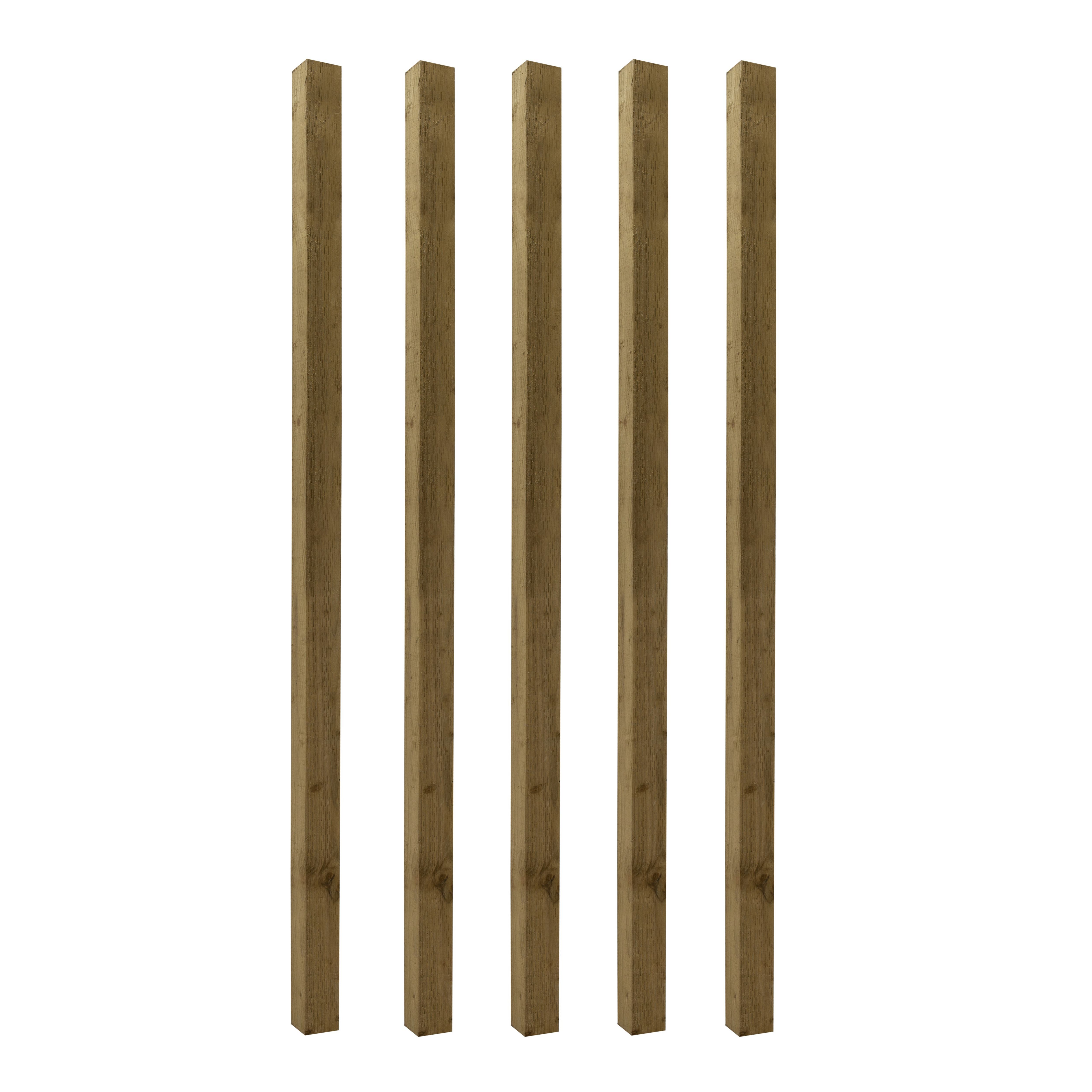 UC4 Green Square Wooden Fence post (H)2.1m (W)75mm, Pack of 5