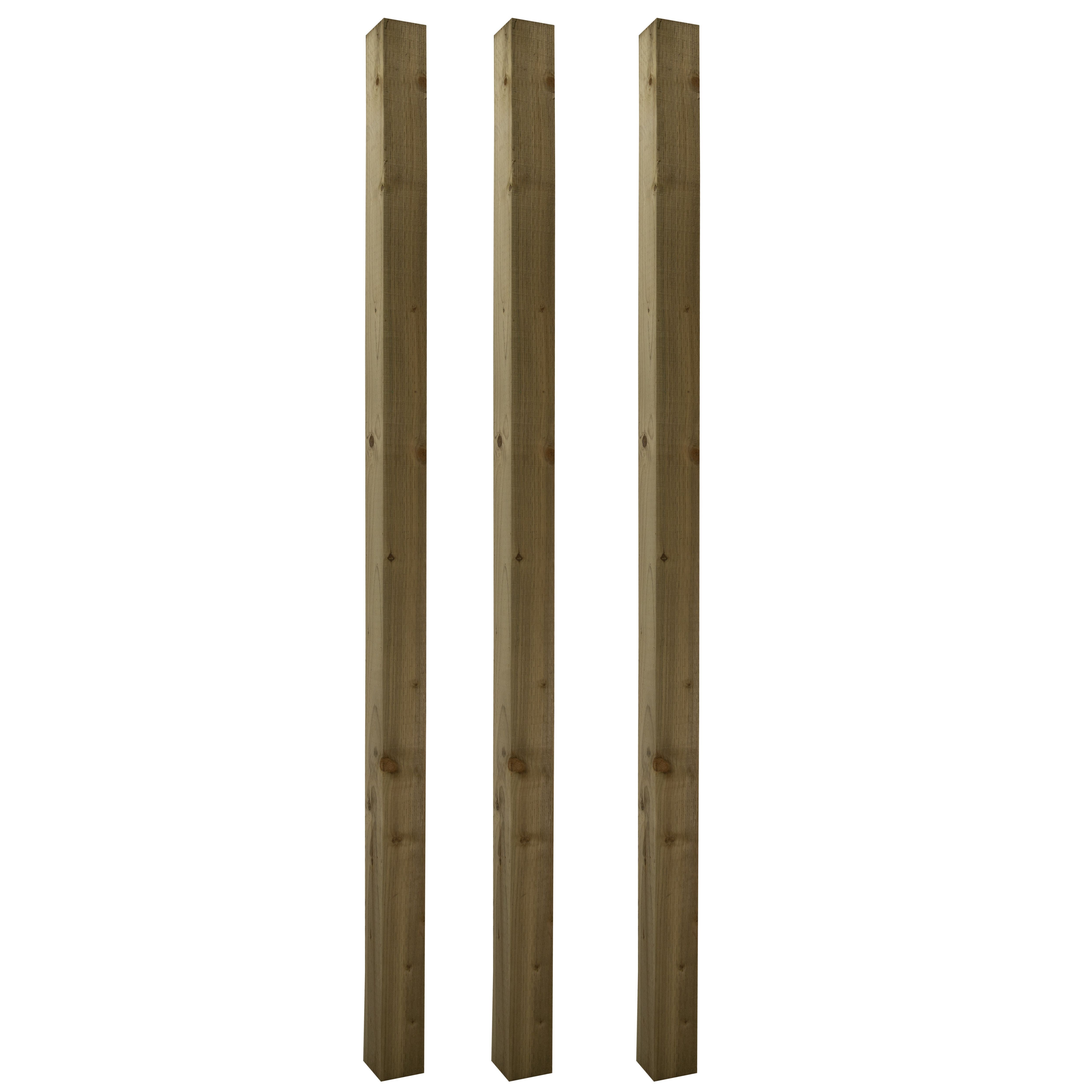 UC4 Green Square Wooden Fence post (H)2.4m (W)100mm, Pack of 3