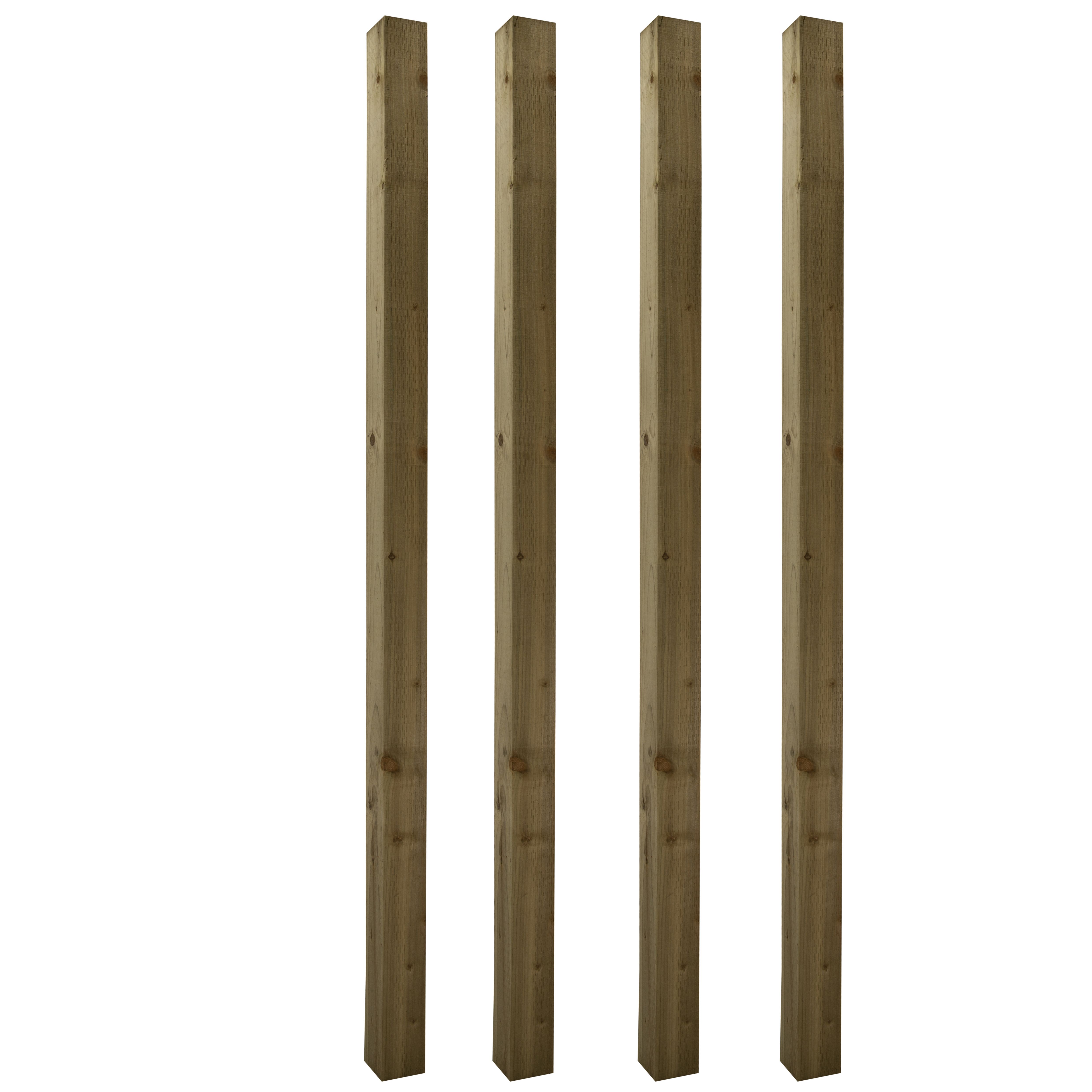 UC4 Green Square Wooden Fence post (H)2.4m (W)100mm, Pack of 4