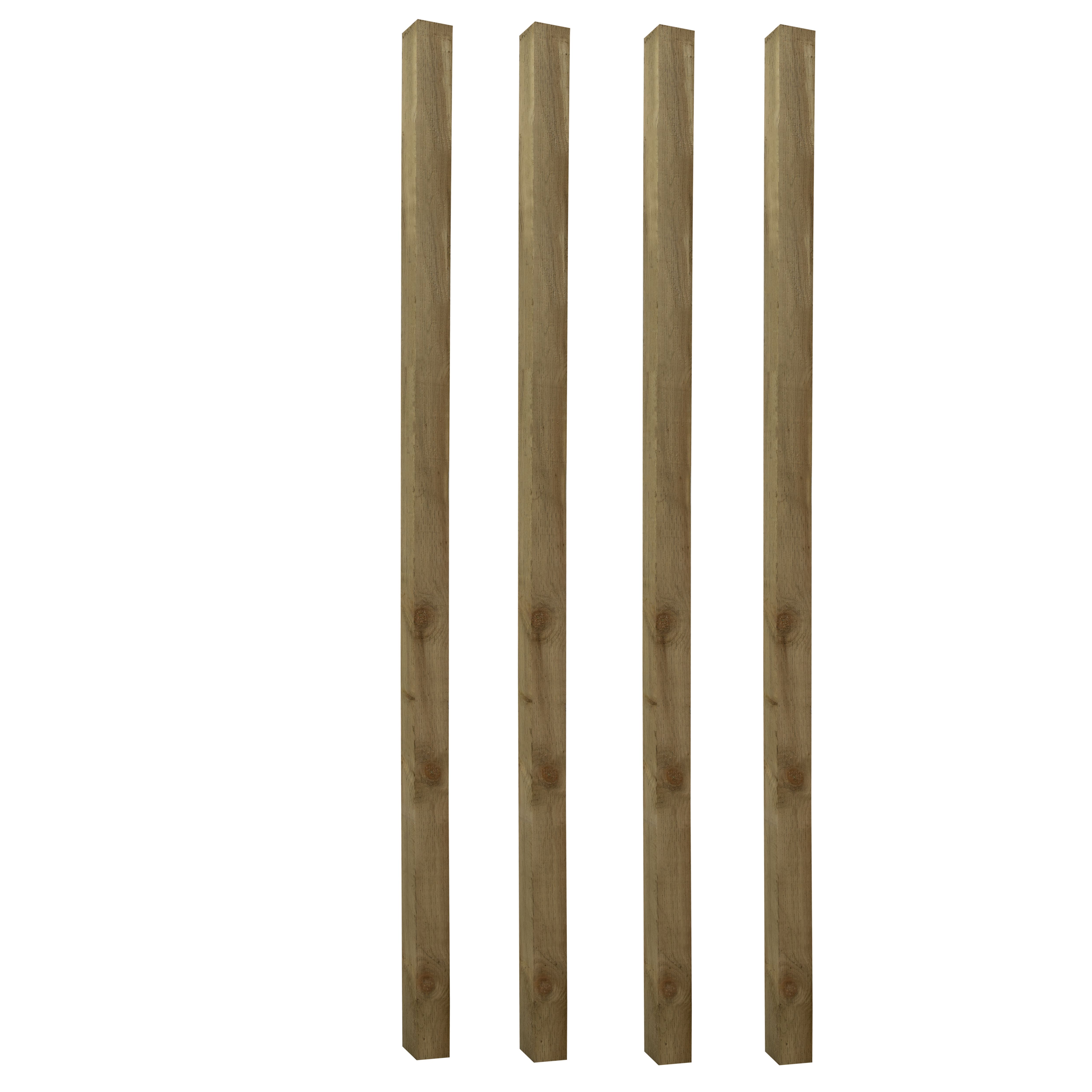 UC4 Green Square Wooden Fence post (H)2.4m (W)75mm, Pack of 4