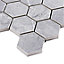 Ultimate Grey Polished Marble effect Porcelain 5x5 Mosaic tile sheet, (L)300mm (W)300mm