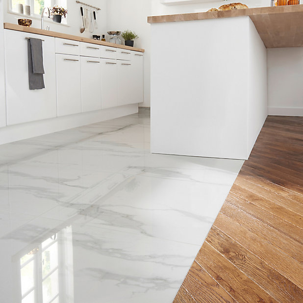 Ultimate White Gloss Marble Effect, White Gloss Wall Tiles Kitchen