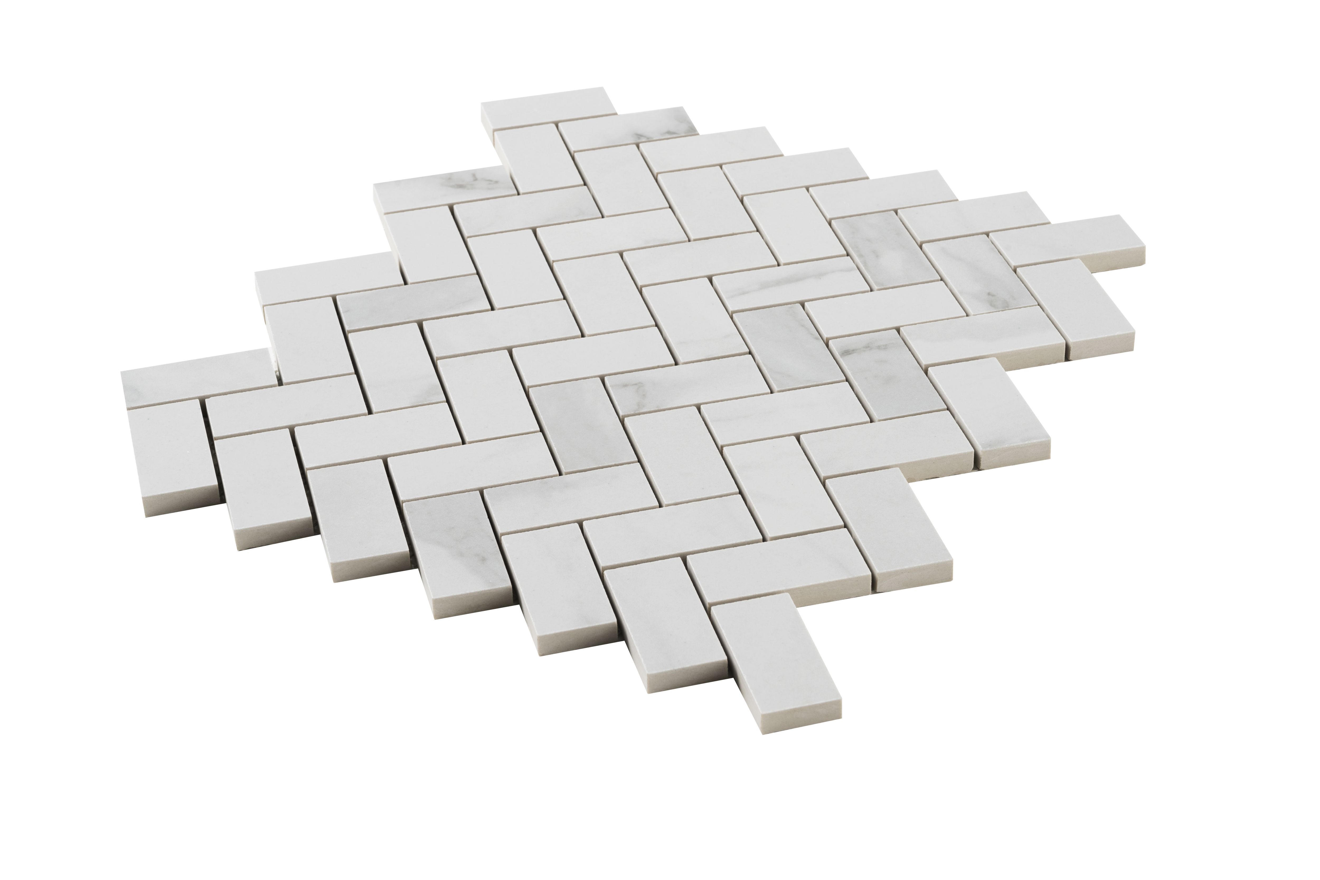 Ultimate White Polished Marble effect Porcelain Mosaic tile sheet, (L)330mm (W)285mm