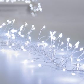 Ultrabright 430 White Cluster LED String lights Clear & silver cable