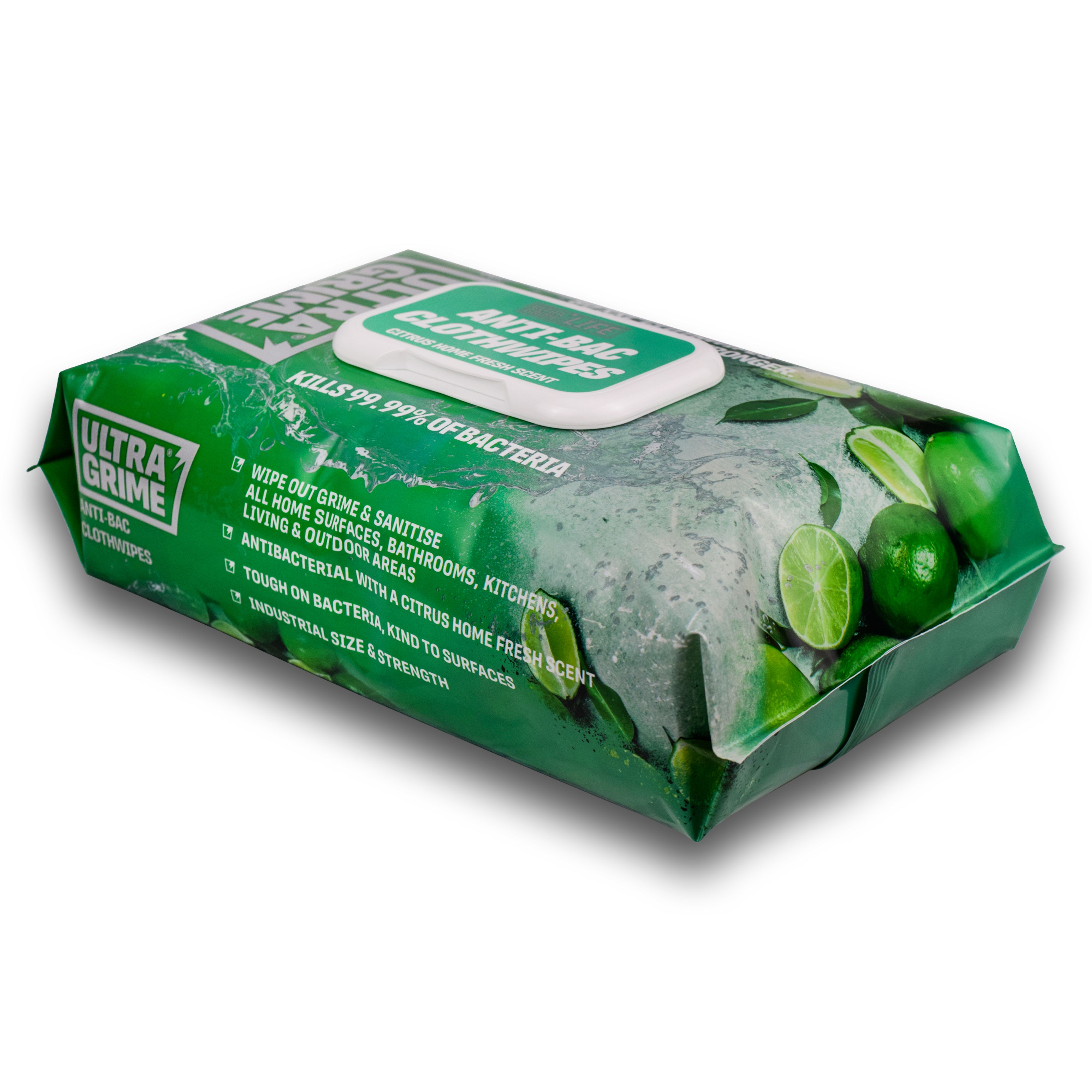 Ultragrime Life Citrus Antibacterial wipes, Pack of 80