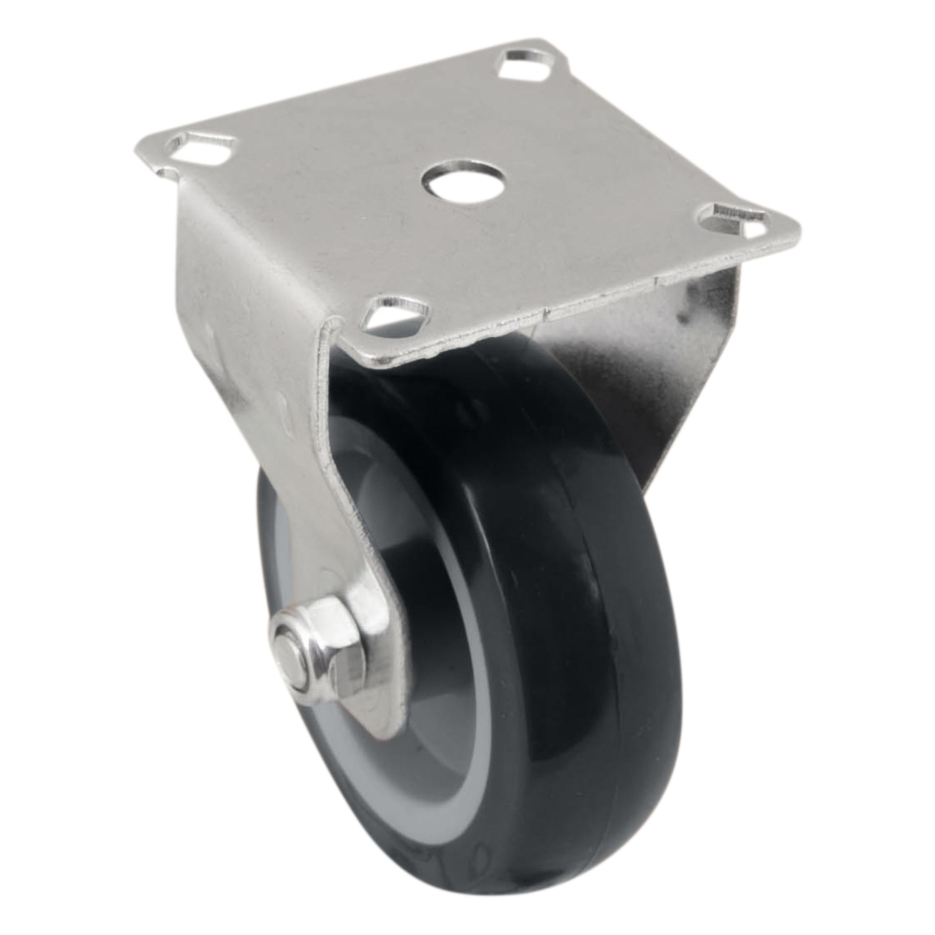 Unbraked Medium duty Fixed Castor WC108, (Dia)75mm (H)98.5mm (Max. Weight)60kg