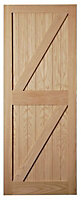 Unglazed Cottage Oak veneer External Front door, (H)2032mm (W)813mm