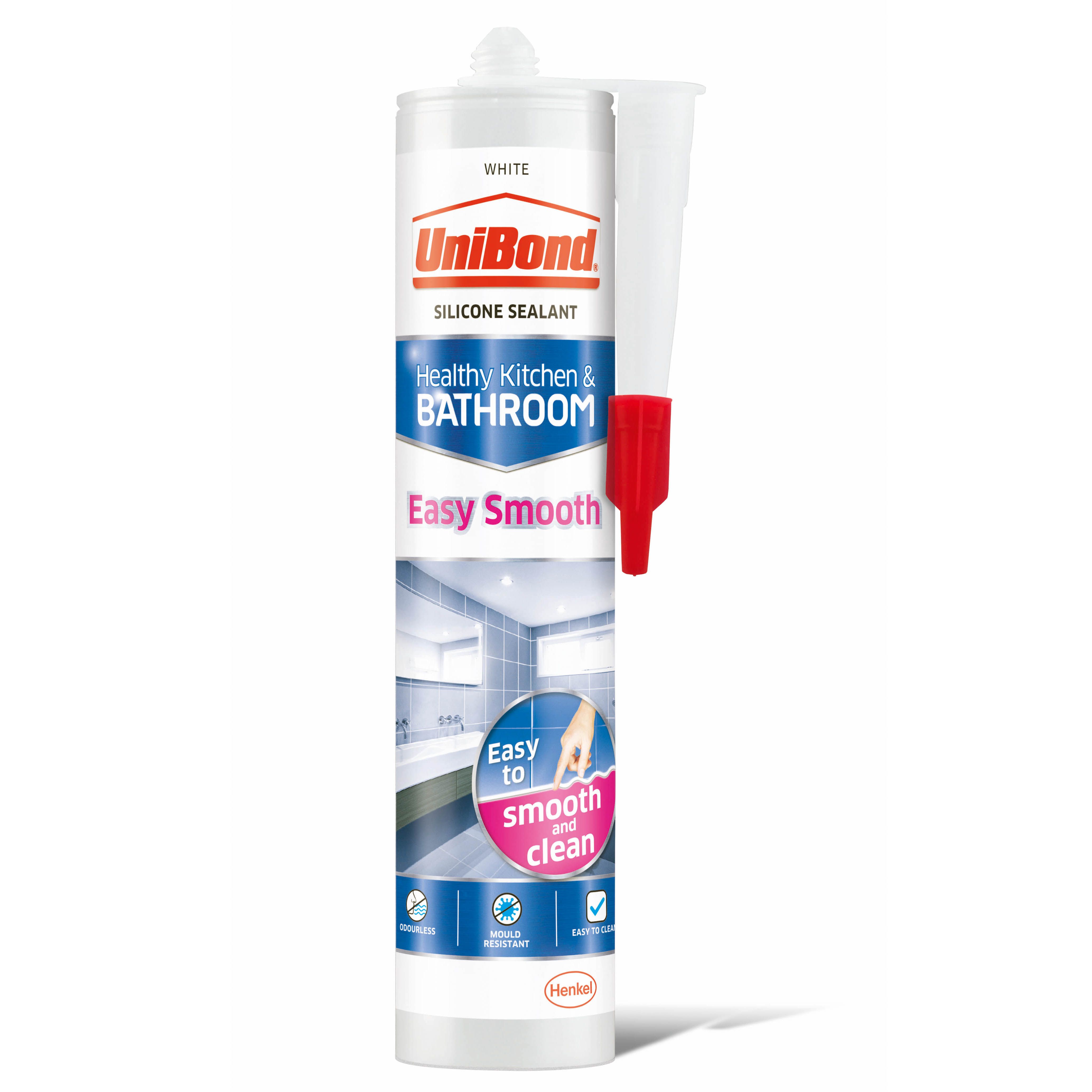 UniBond Easy smooth White Silicone-based Living area Sanitary sealant, 300ml