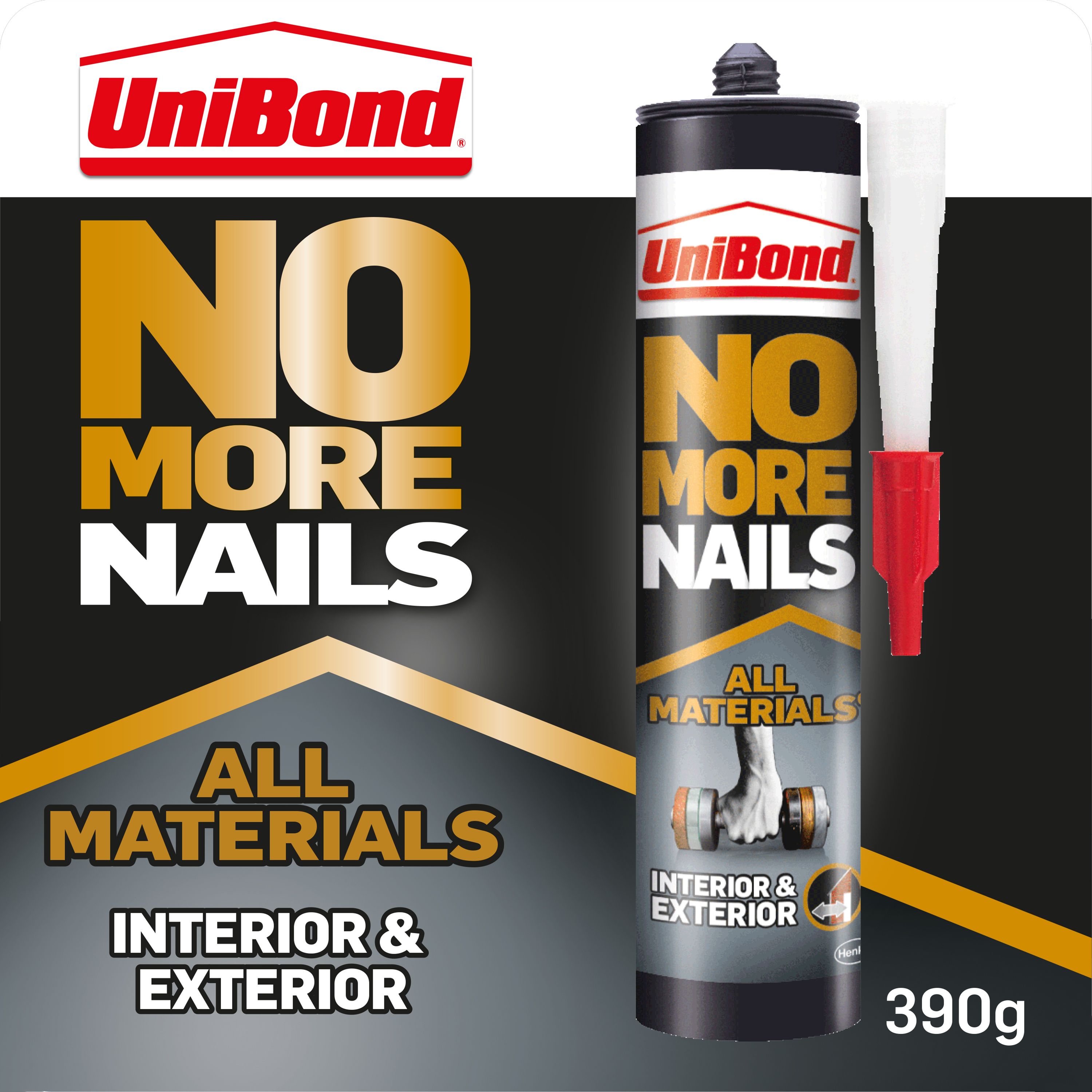 UniBond No More Nails Cartridge Interior & Exterior White All materials Grab adhesive 0.39kg
